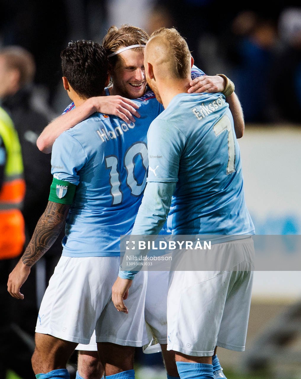 Malmös Jiloan Hamad, Erik Friberg, Magnus Eriksson jublar