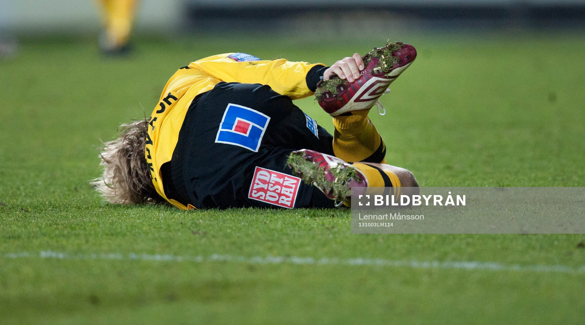    Fotskada under fotbollsmatchen i allsvenskan mellan Mjällby och AIK 4 oktober 2013.