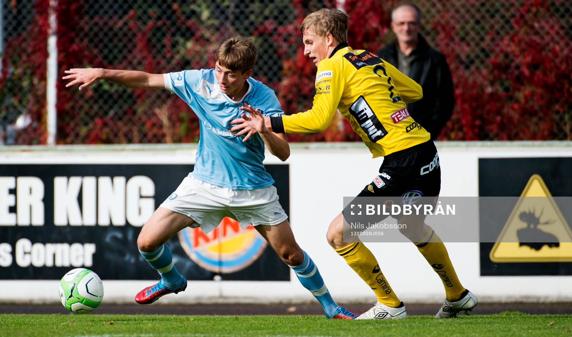 Elfsborgs Eric Nilsson under fotbollsmatchen i juniorallsvenskan mellan Malmö FF och Elfsborg 5 oktober 2013 i Malmö.