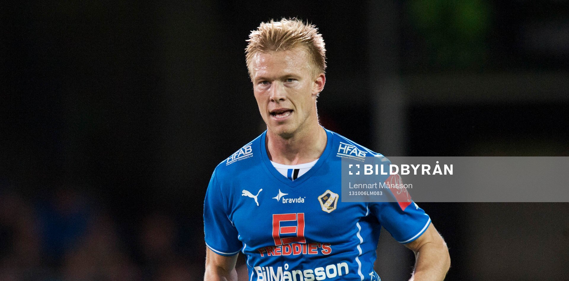 Halmstads Andreas Landgren i matchen i allsvenskan mellan