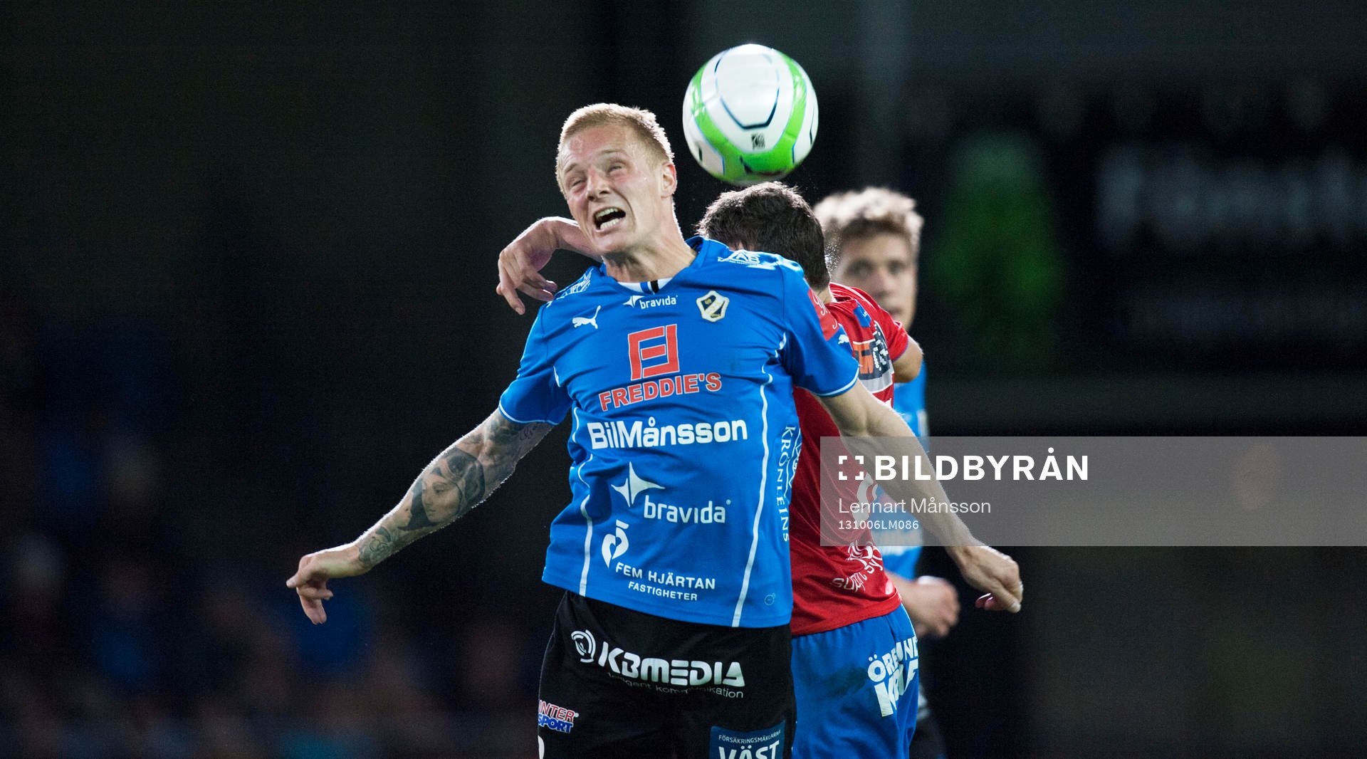 Halmstads Gudjon Baldvinsson i matchen i allsvenskan mellan