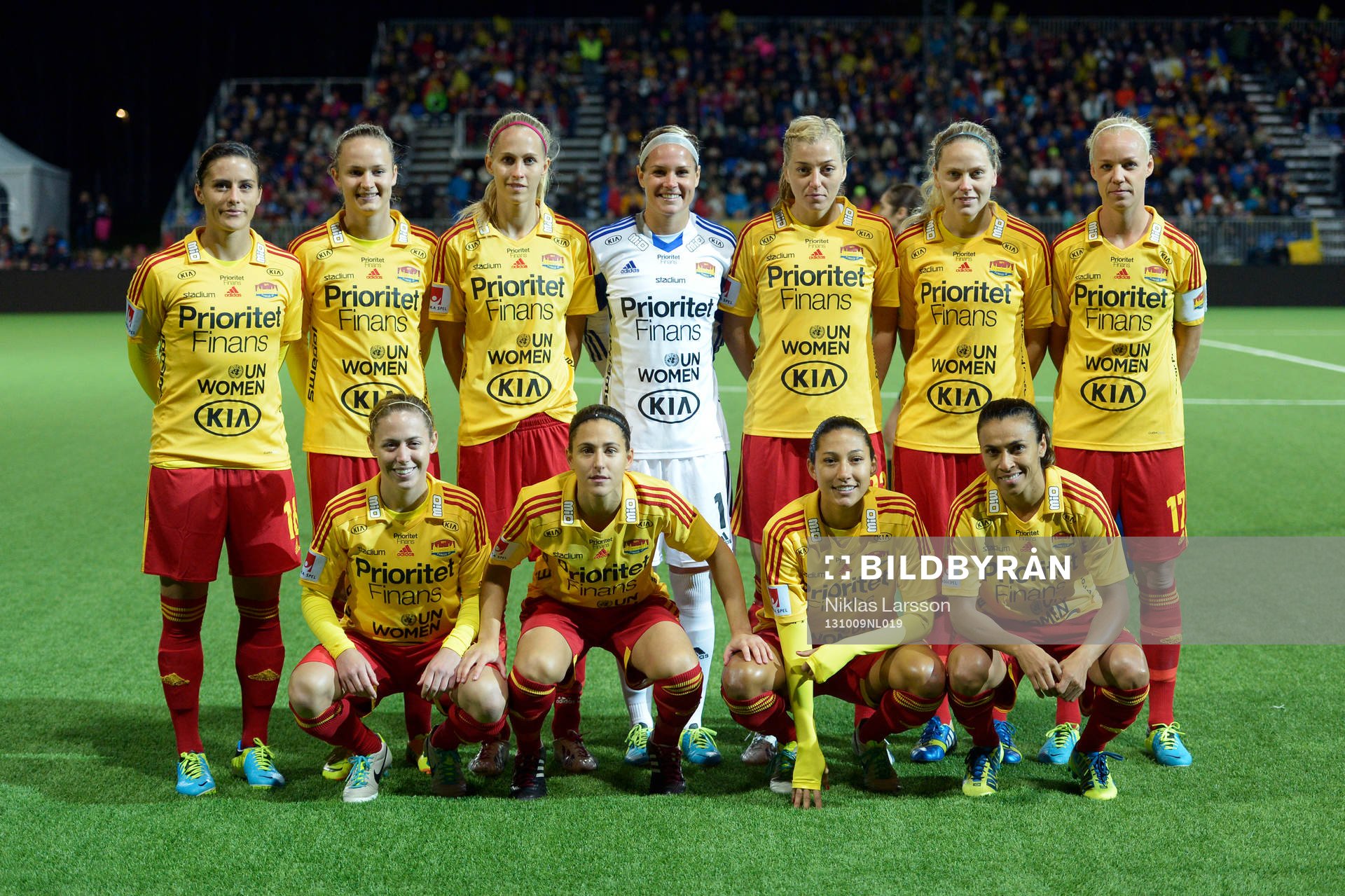 Tyresös startelva under en fotbollsmatch mellan Tyresö och Paris Saint Germain i damernas Champions League, den 9 oktober 2013 i Stockholm. 