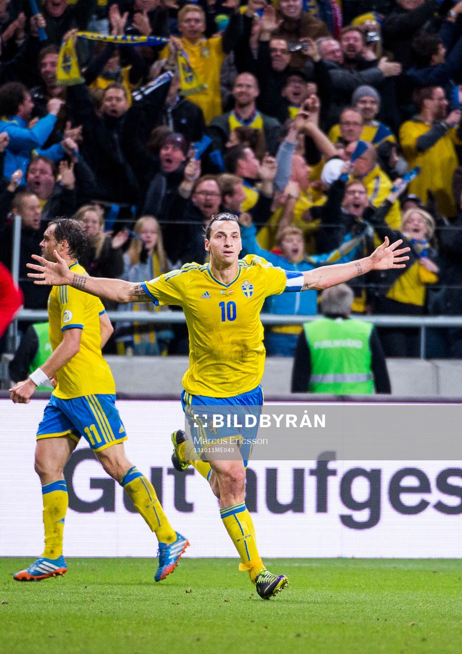Sveriges Zlatan Ibrahimovic jublar