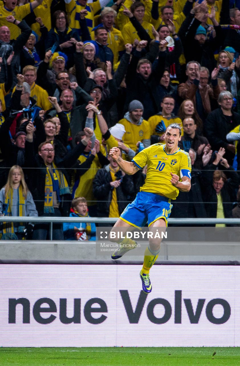 Sveriges Zlatan Ibrahimovic jublar