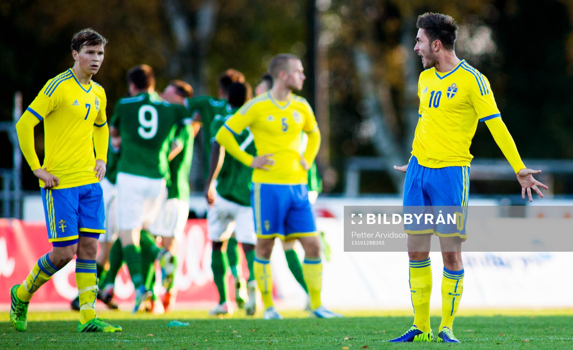 Sveriges Muamer Tankovic reagerar när Irland gör mål