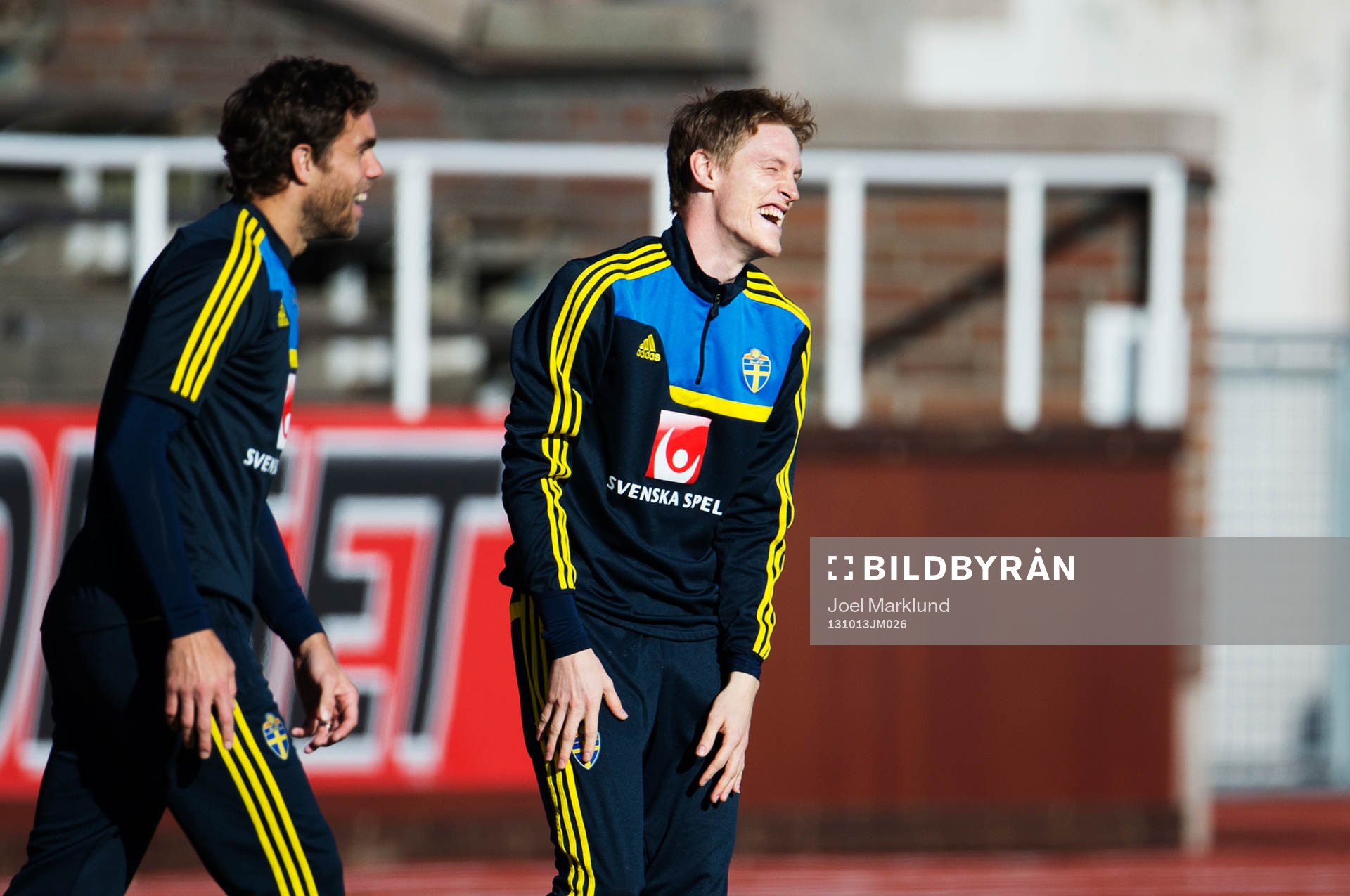 Johan Elmander och Rasmus Elm skrattar