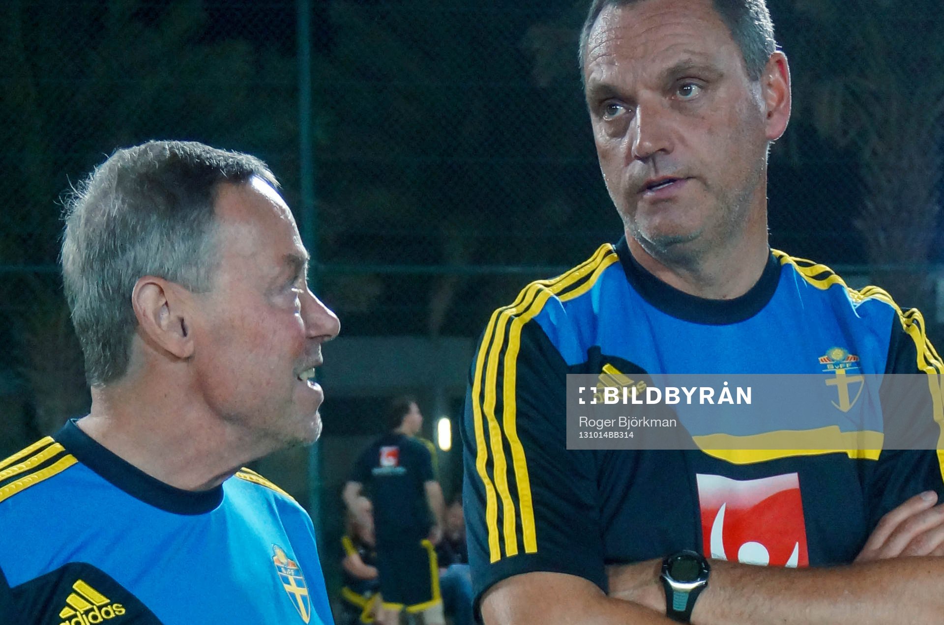 Tränaren Lars Svensson och Roland Larsson, förbundskapten
