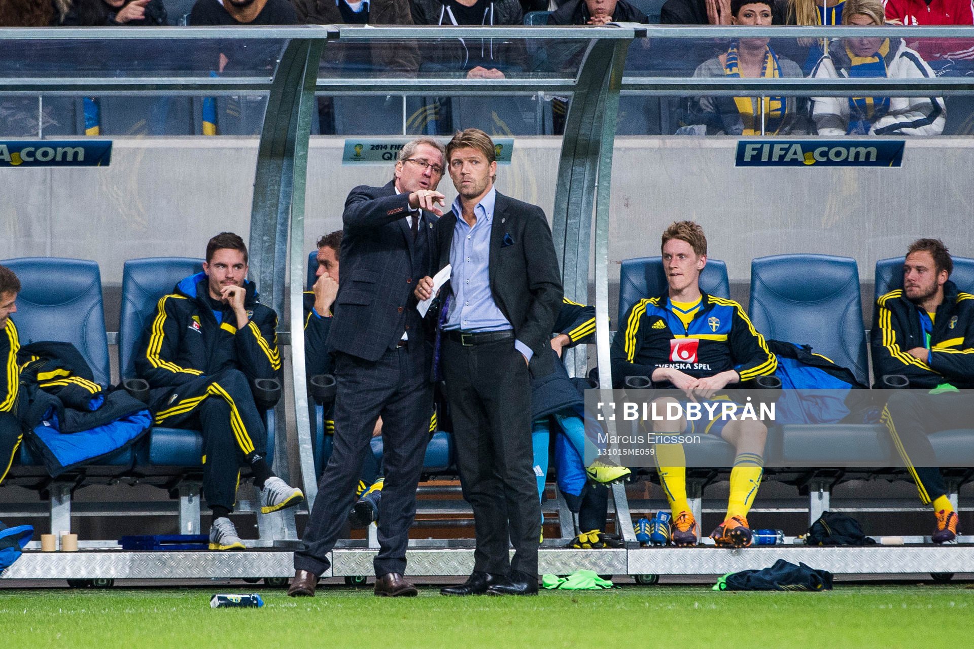 Sveriges förbundskapten Erik Hamrén och players manager