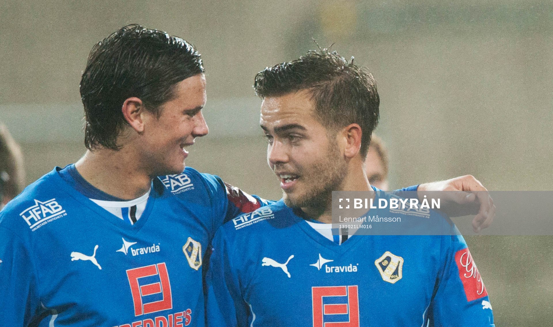 Halmstads superinhoppare Marcus Antonsson och Kristinn Steindorsson i den allsvenska fotbollsmatchen mellan Halmstad och Mjällby 21 oktober.