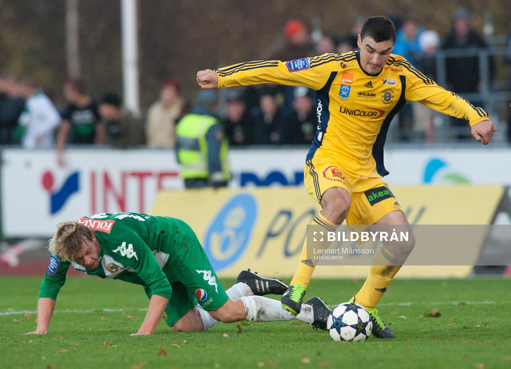 Ängelholms William Robert Warshaw i matchen i Superettan mellan Ängelholm och Hammarby 26 oktober 2013.