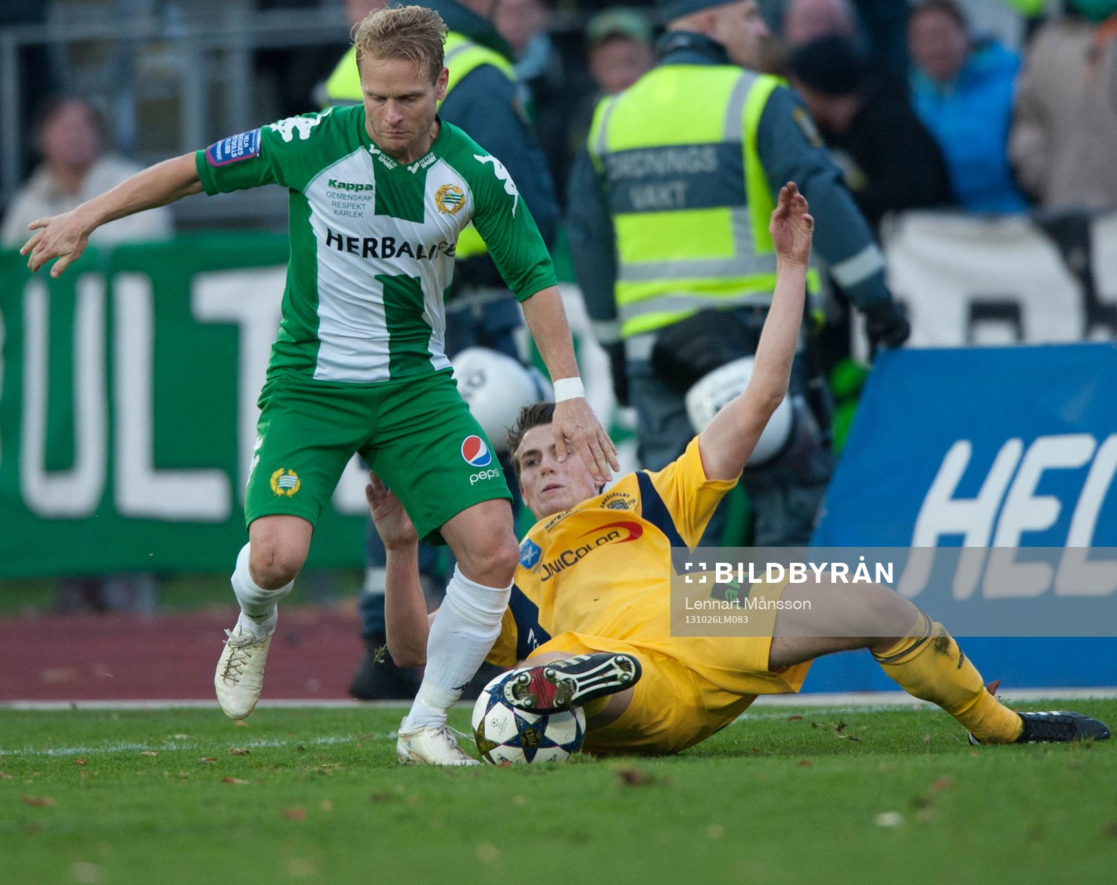 Hammarbys Erik Sundin i matchen i Superettan mellan