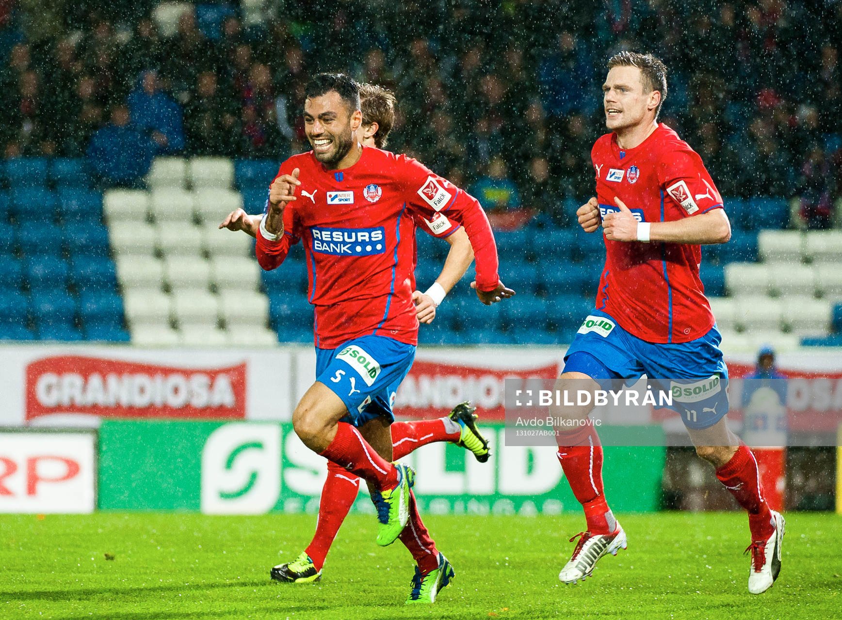 Imad Khalili jublar under allsvenska matchen mellan Helsingborg och Kalmar den 27 oktober 2013 i Helsingborg 