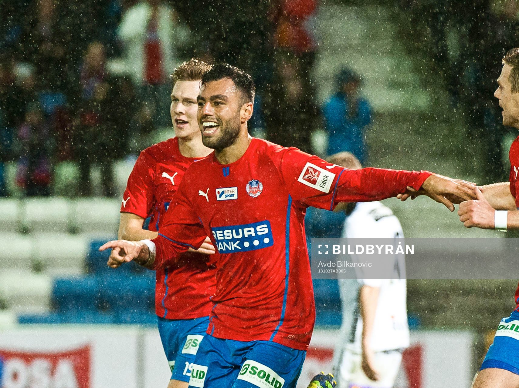 Helsingborgs Imad Khalili jublar under allsvenska matchen mellan Helsingborg och Kalmar den 27 oktober 2013 i Helsingborg 