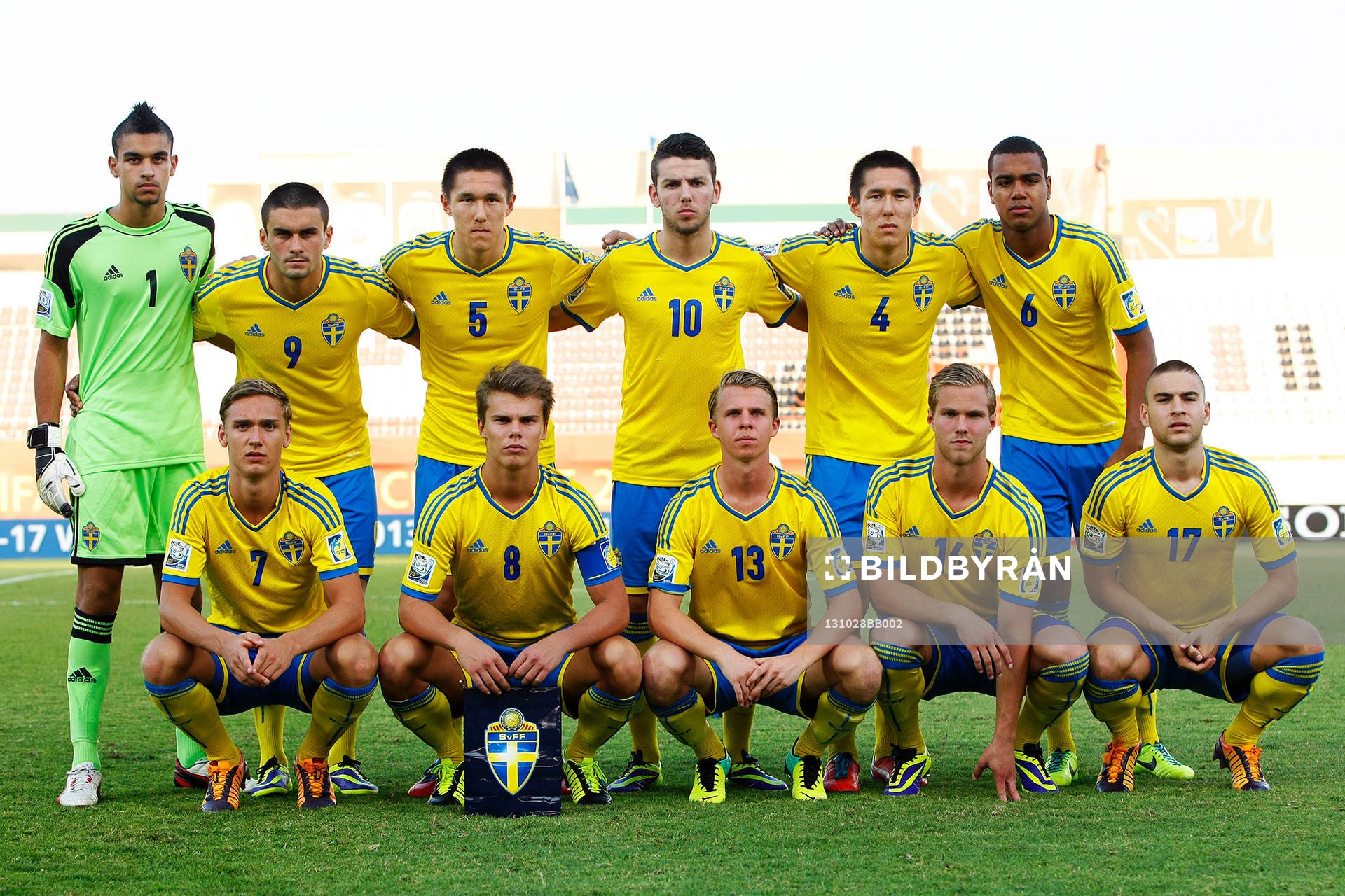  Fotboll, U17, VM, åttondelsfinal, Japan - Sverige: Sveriges startelva Övre raden fr v. Sixten Mohlin, Valmir Berisha, Johan Ramhorn, Erdal Rakip, Sebastian Ramhorn, och Noah Sonko Främre raden fr. v. Linus Wahlqvist, Elias Andersson, Viktor Nordin, Gustav Engvall och Mirza Halvadzic