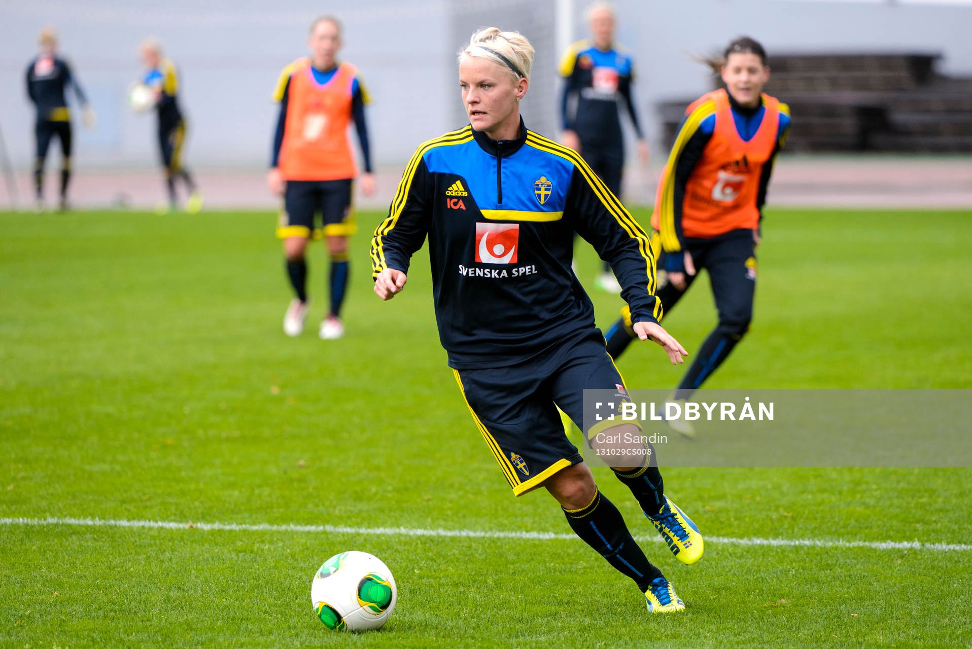Sveriges Nilla Fischer med bollen
