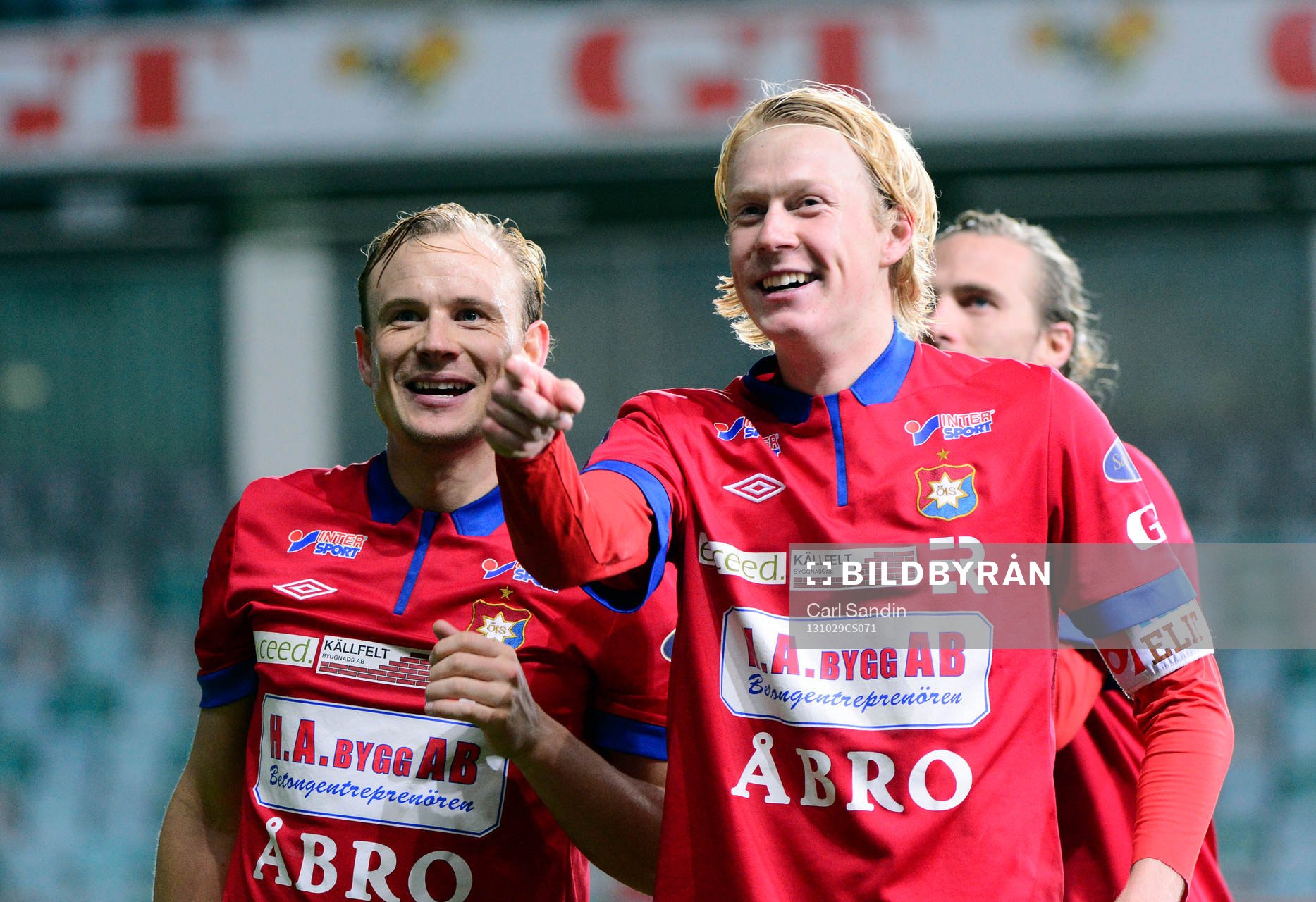 Örgrytes Jacob Ericsson jublar efter matchen under fotbollsmatchen i Superettan mellan Örgryte och Ljungskile den 29 oktober 2013 i Göteborg.