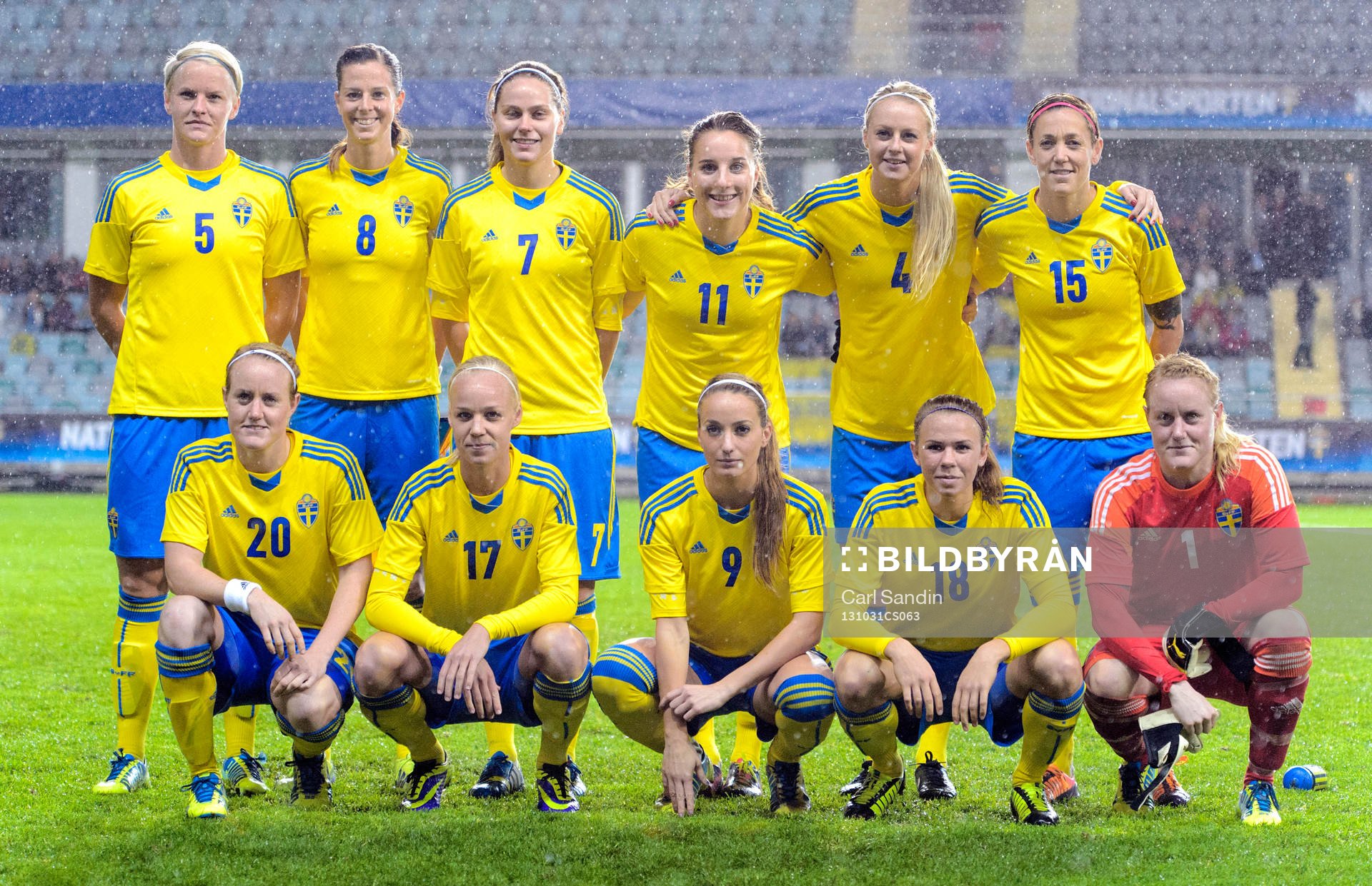 Sveriges startelva, bakre raden fr.v. Nilla Fischer, Lotta