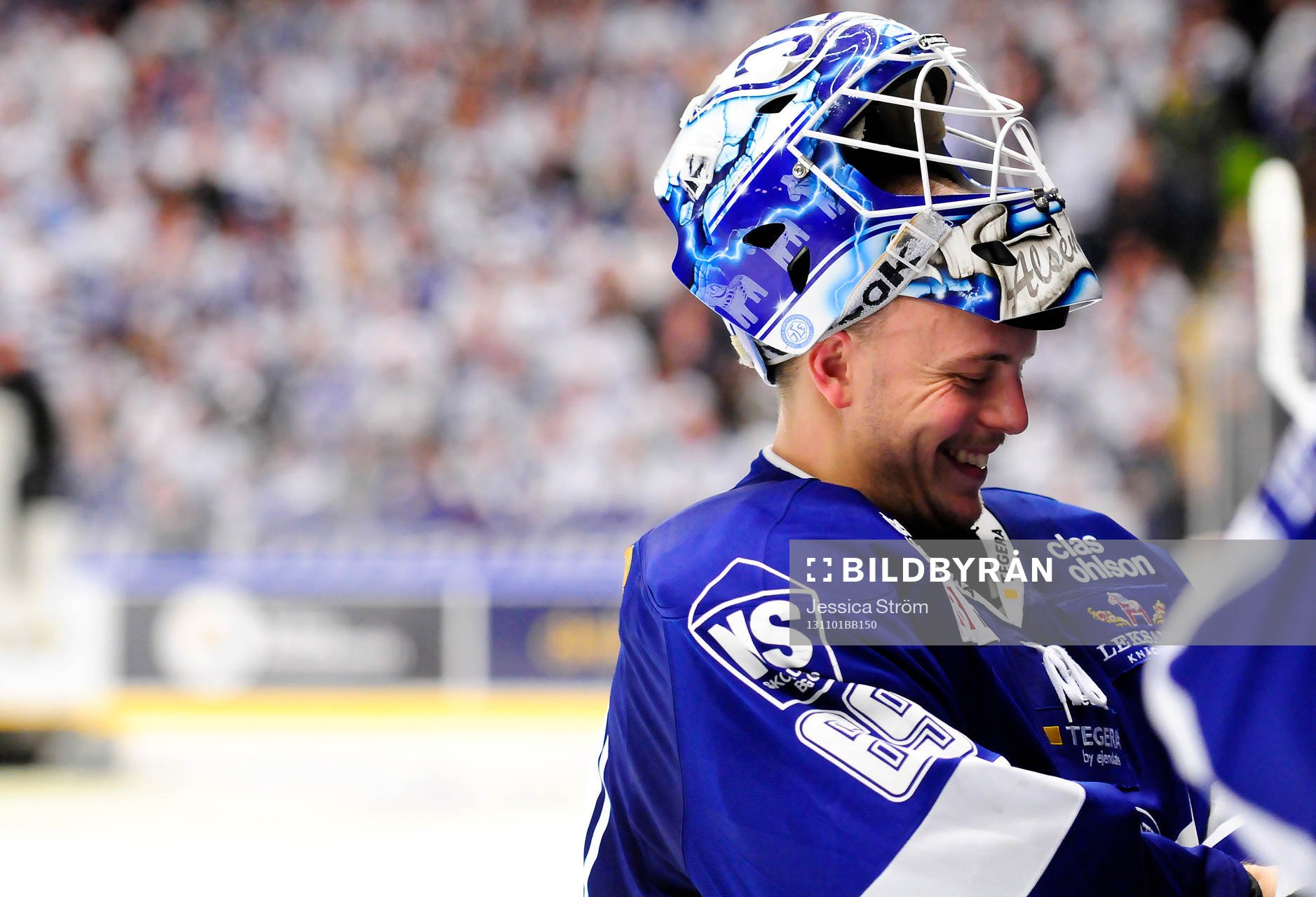 Leksands målvakt Oscar Alsenfelt är glad