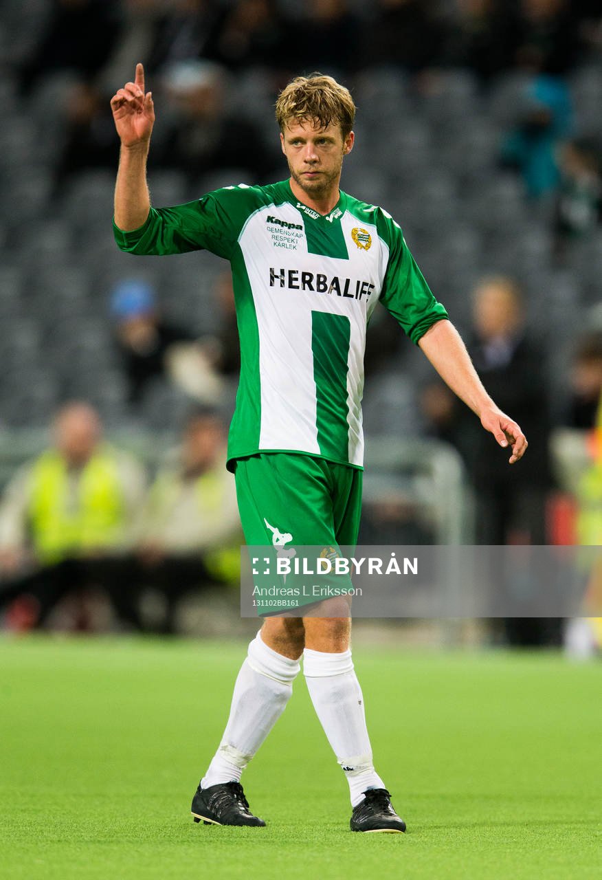 Hammarbys Mikael Rynell under fotbollsmatchen i Superettan mellan Hammarby och Östersund den 2 november 2013 i Stockholm. 