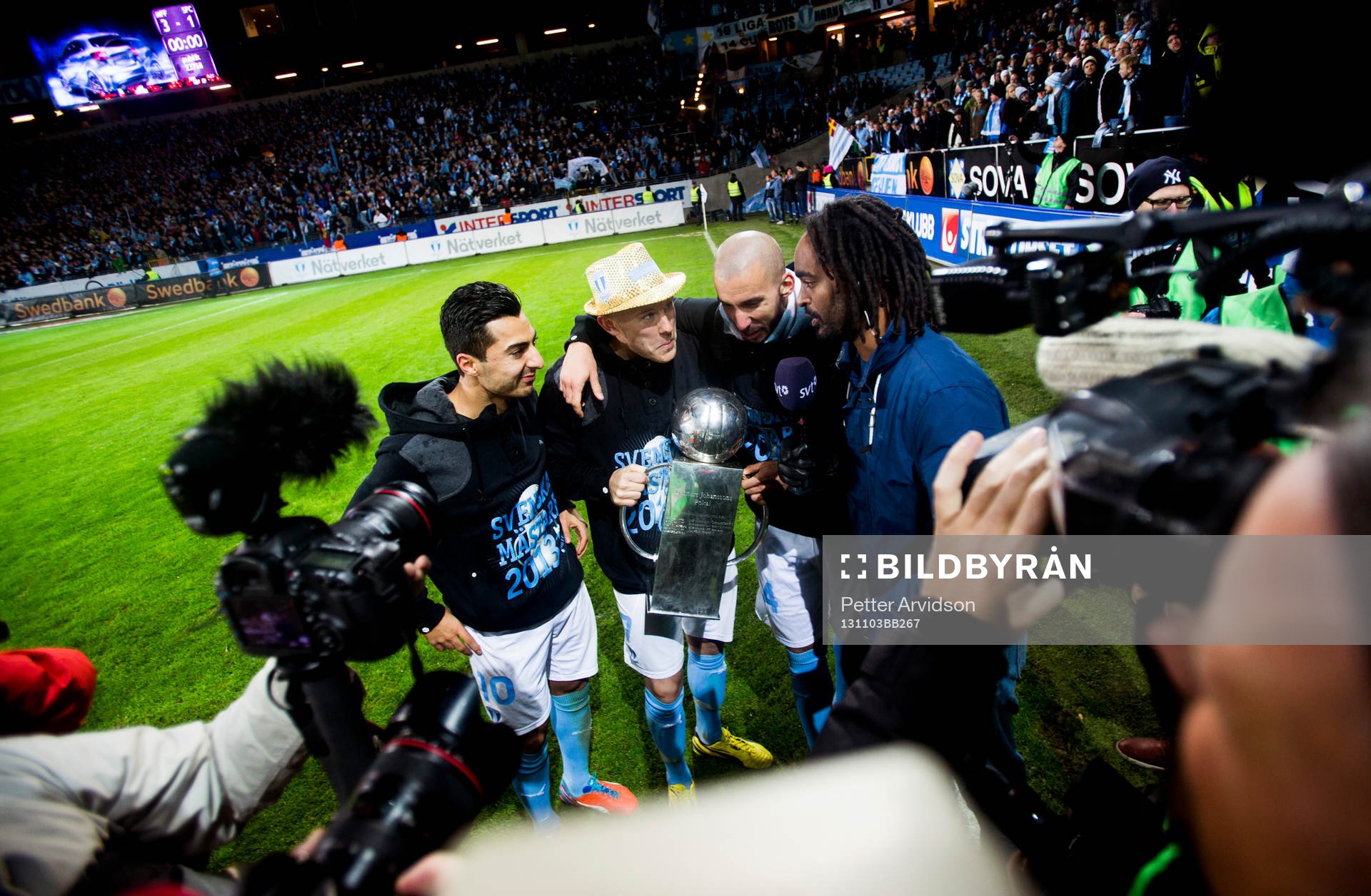 Malmö FFs Jiloan Hamad, Magnus Eriksson och Guillermo