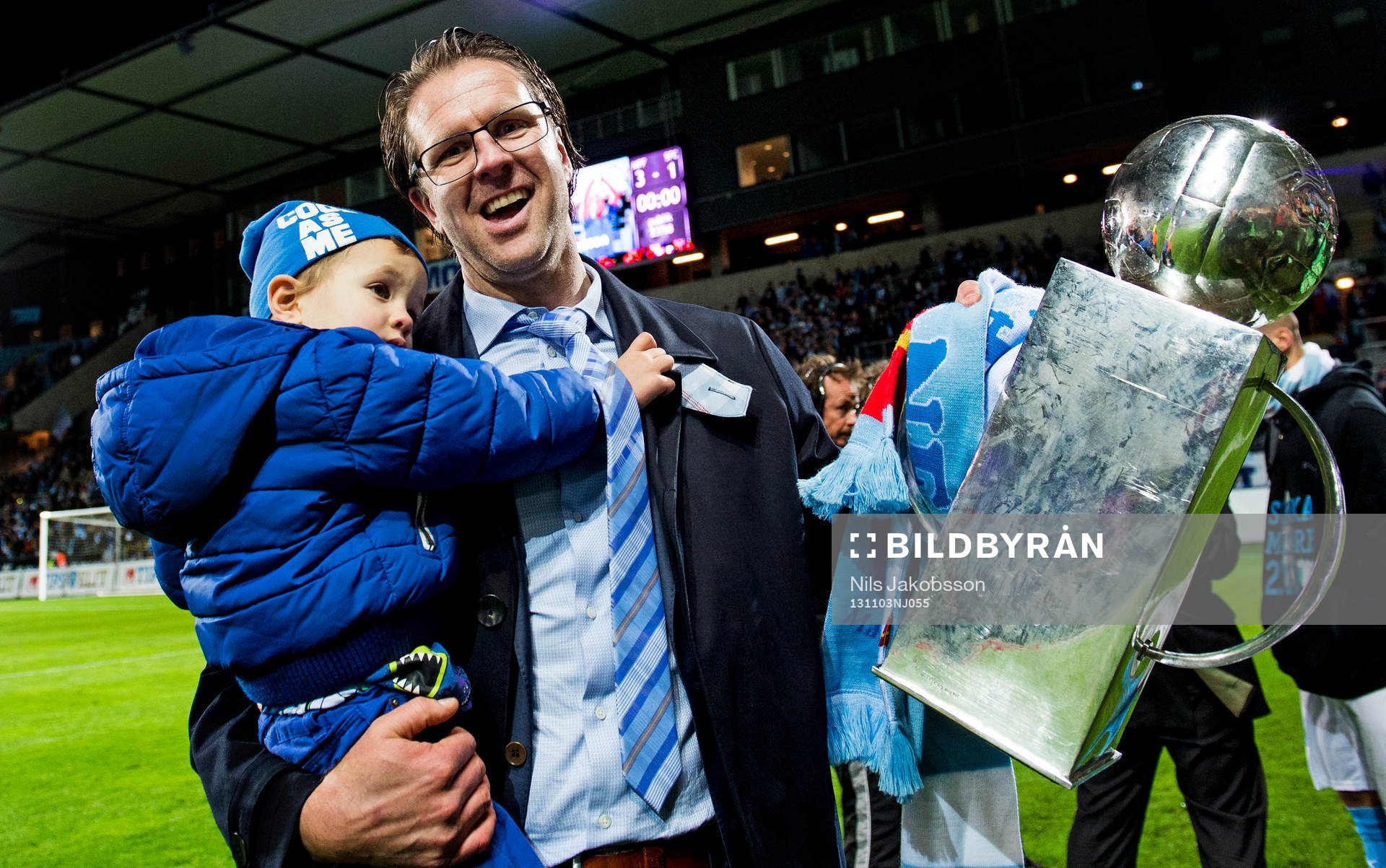 Malmös tränare Rikard Norling med sin son Erik Norling