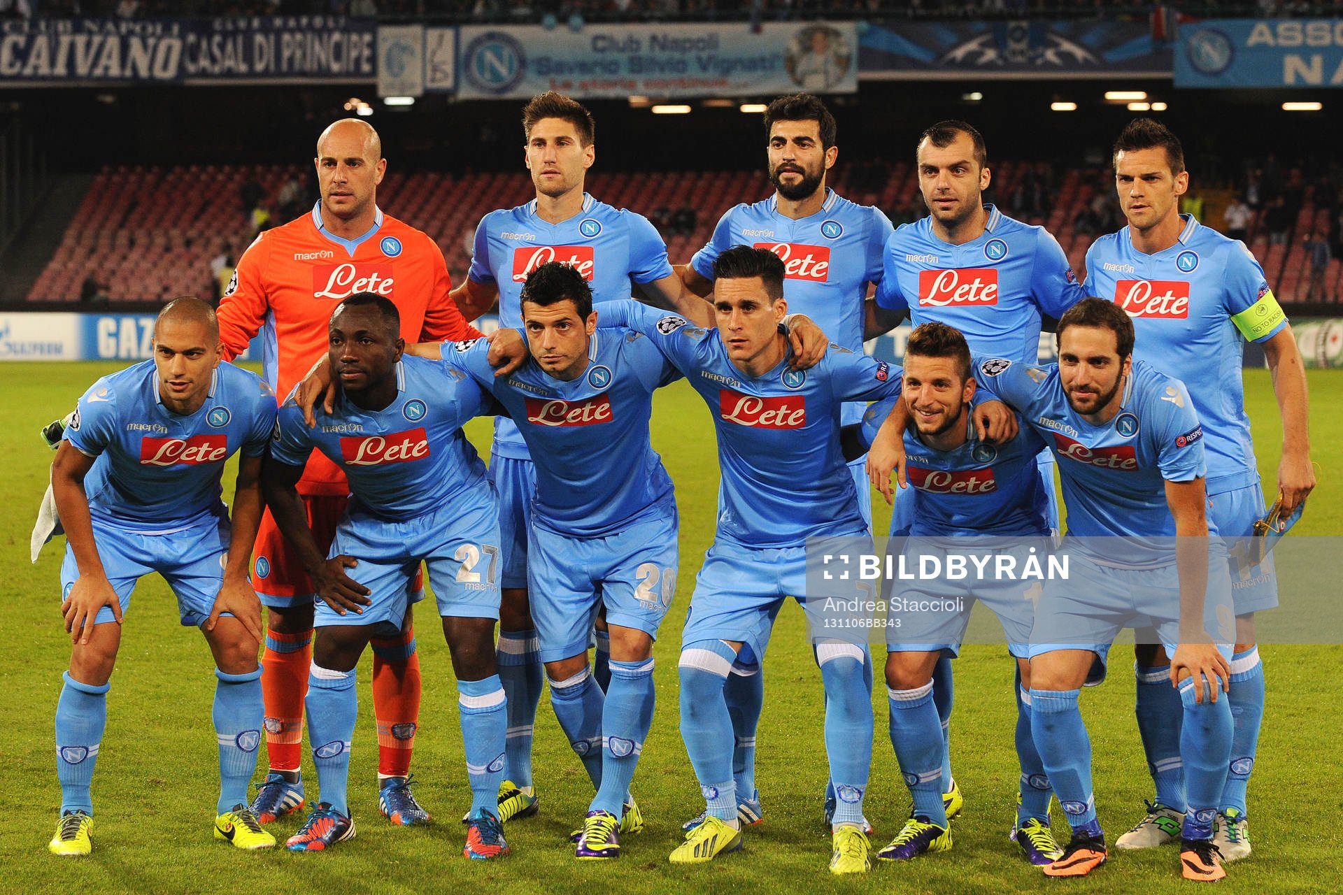 Fotboll, Champions League, Olympique Marseille - Napoli: Formazione Napoli lineups Napoli 06-11-2013 Stadio San Paolo Football Calcio Champions League 2013/2014