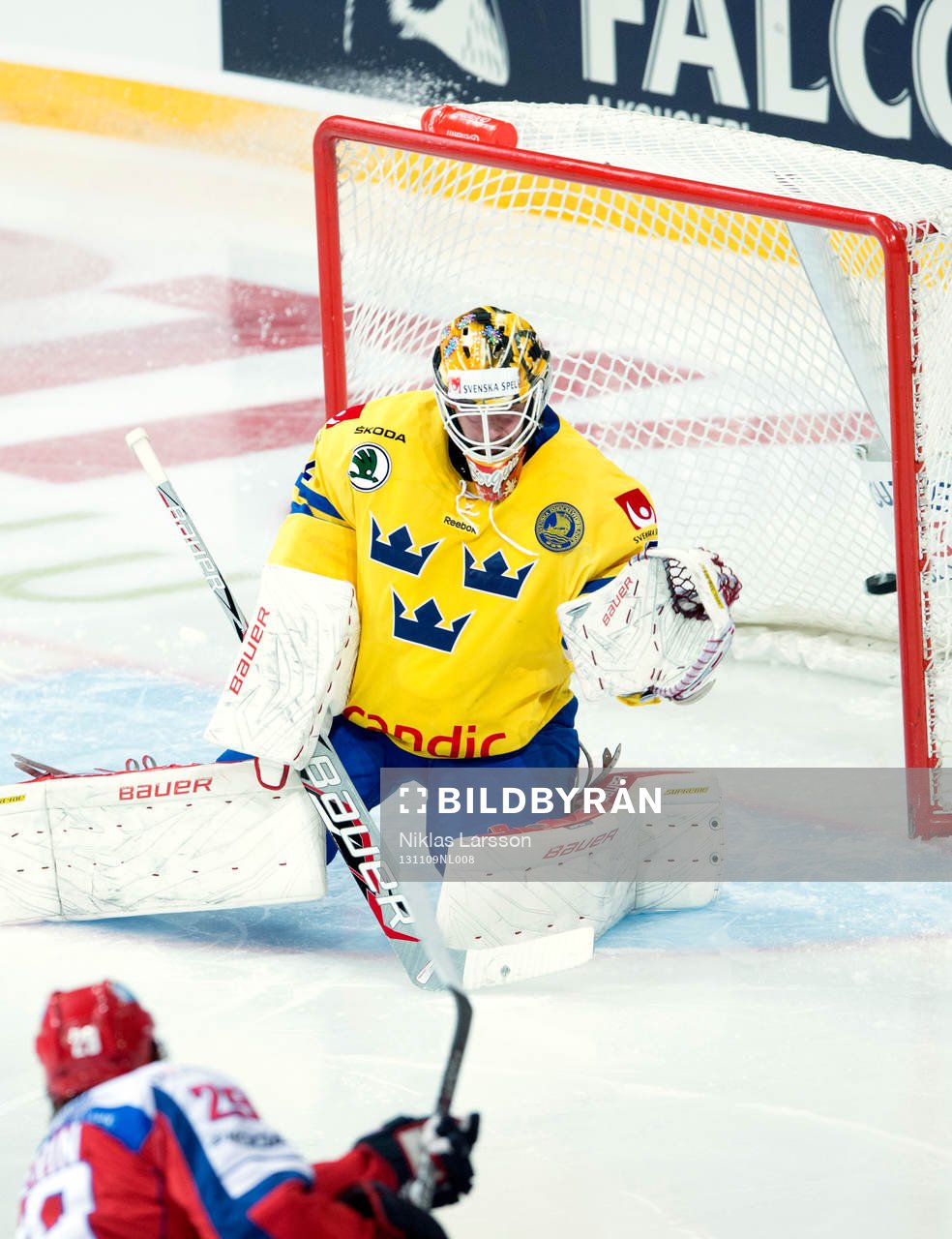 Rysslands Yegor Averin gör 3-0 målet bakom målvakt David
