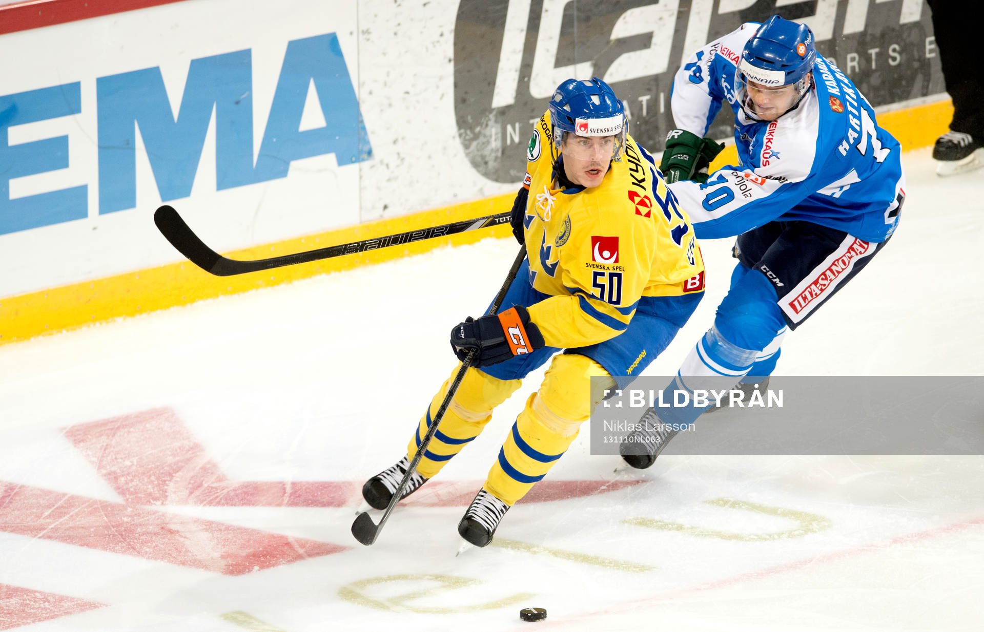 Sveriges Sebastian Erixon och Finlands Teemu Hartikainen