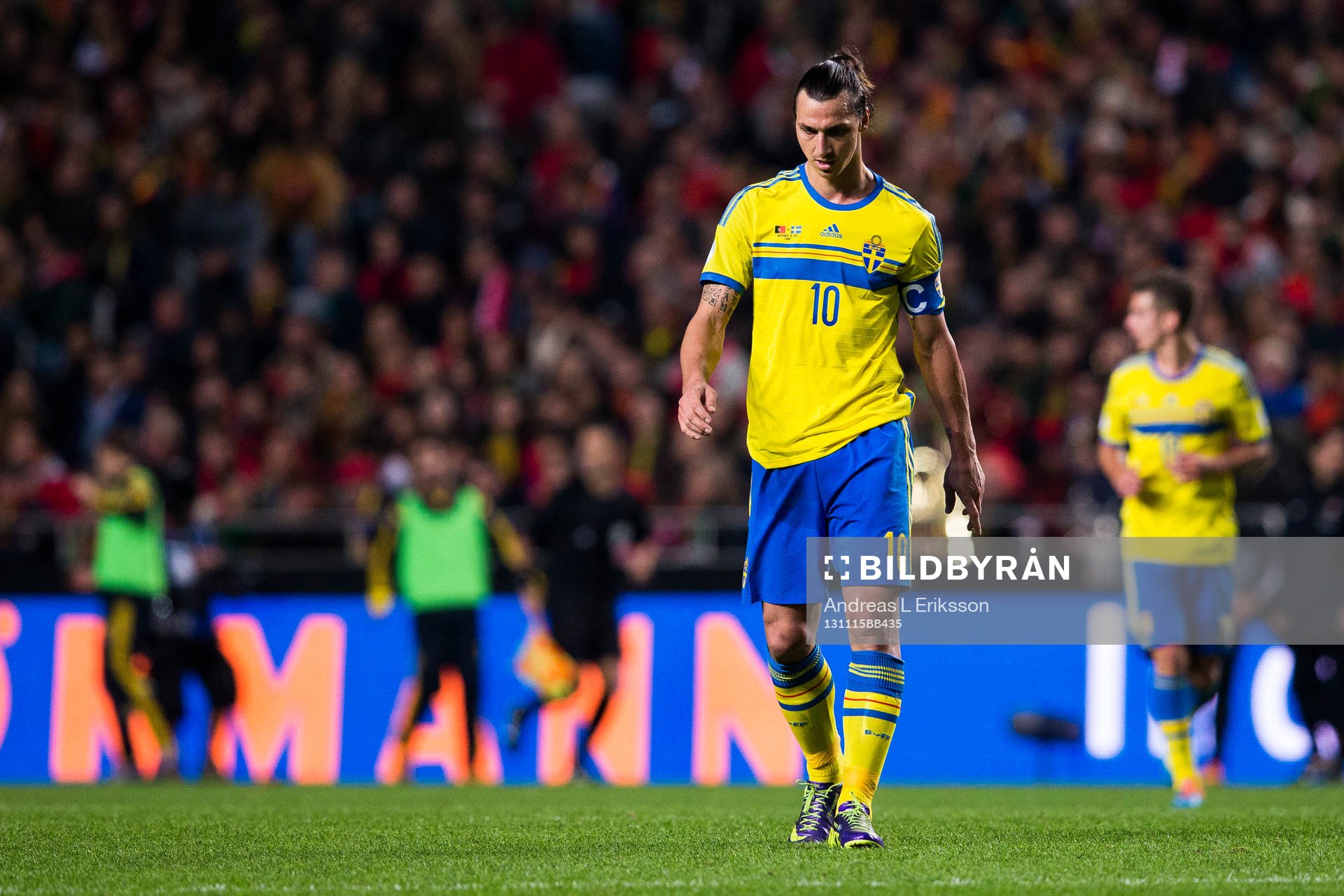 Sveriges Zlatan Ibrahimovic hänger med huvudet