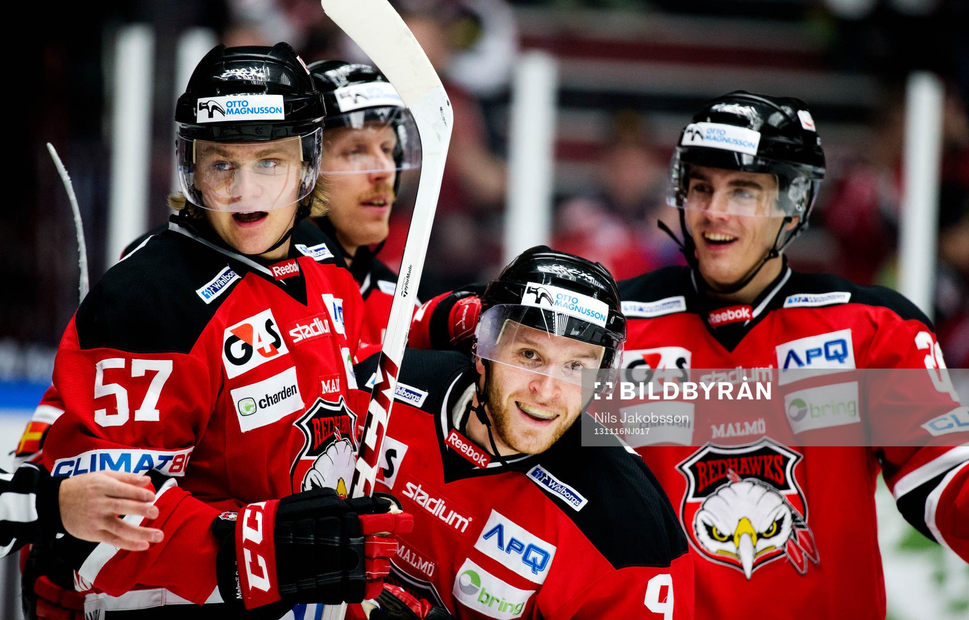 Malmö Redhawks Calle Andersson, Fredrik Storm jublar
