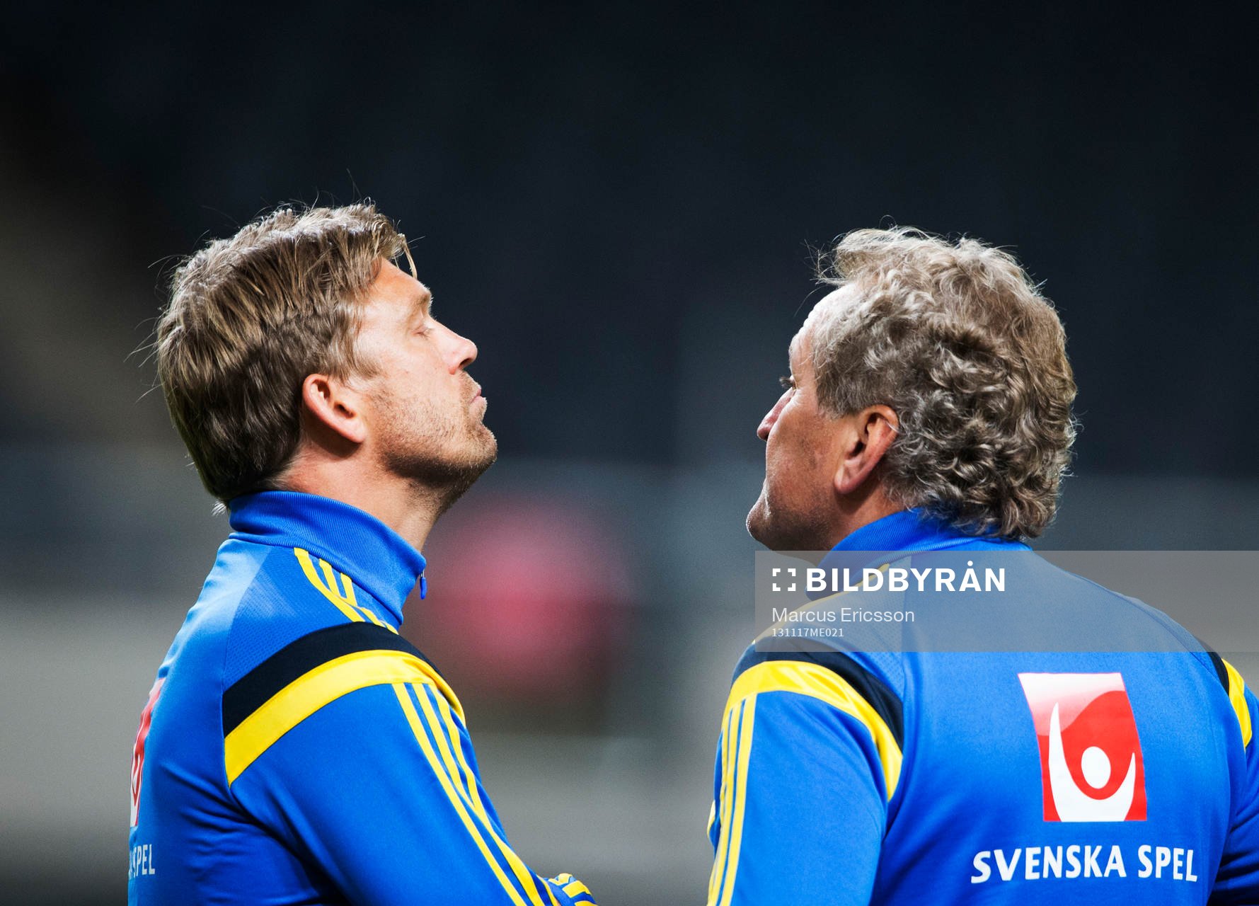 Marcus Allbäck och förbundskapten Erik Hamrén