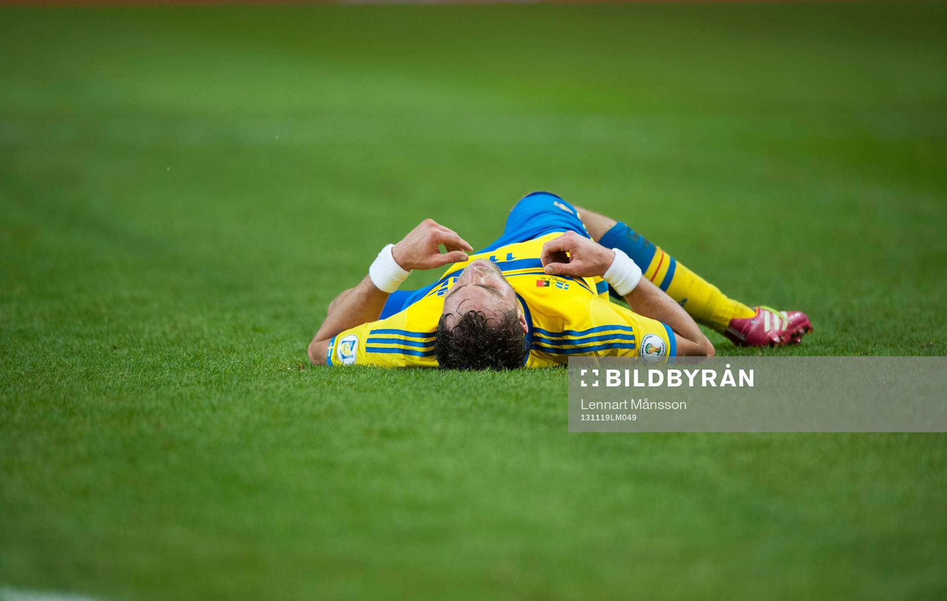 Sveriges Johan Elmander i VM-kvalet mellan Sverige och Portugal i Stockholm 19 november 2013.