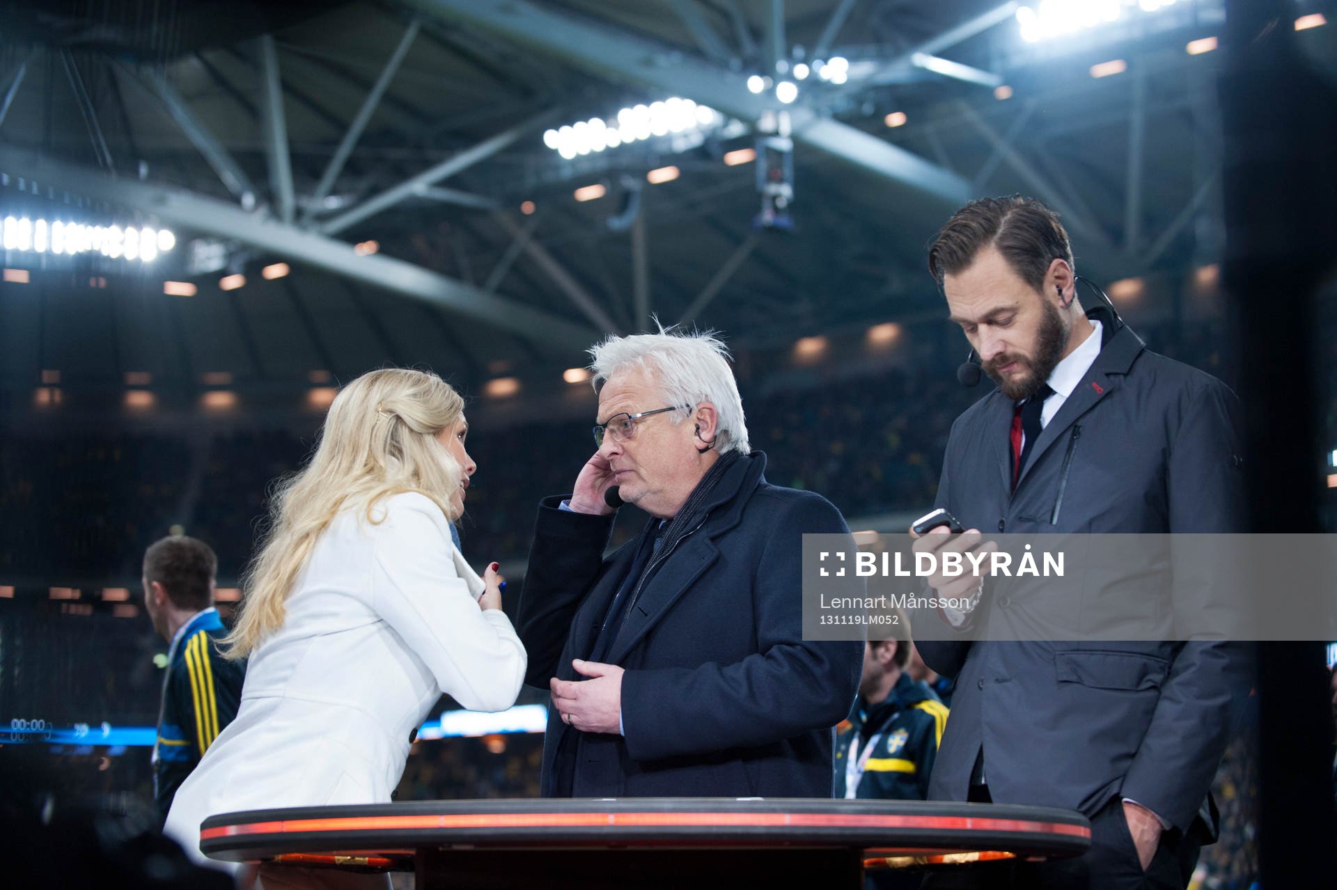 Anna Brolin, Hans Backe och Olof Lundh, TV4, i VM-kvalet