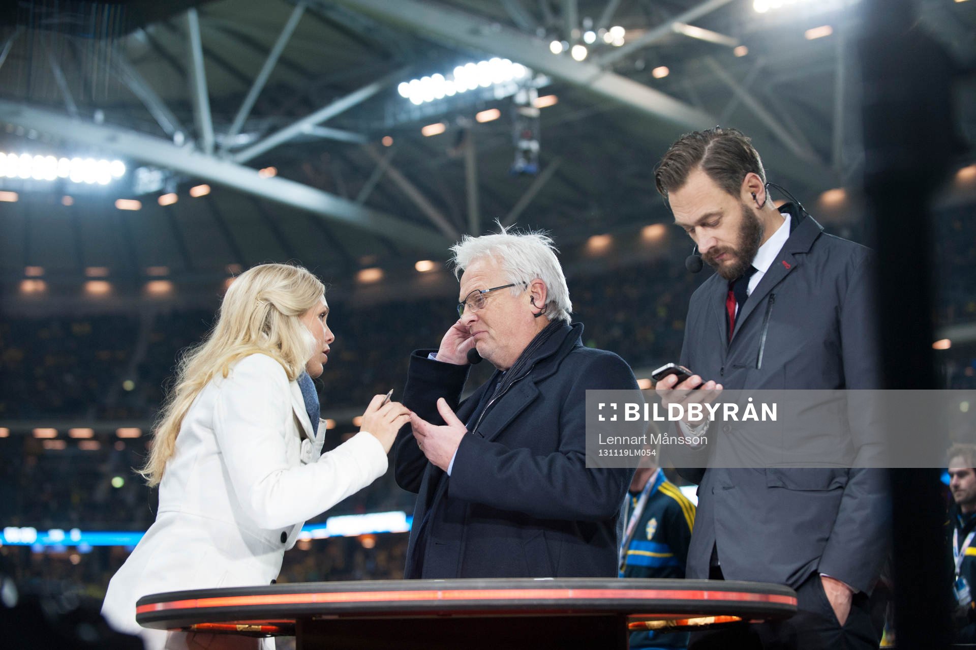 Anna Brolin, Hans Backe och Olof Lundh, TV4, i VM-kvalet
