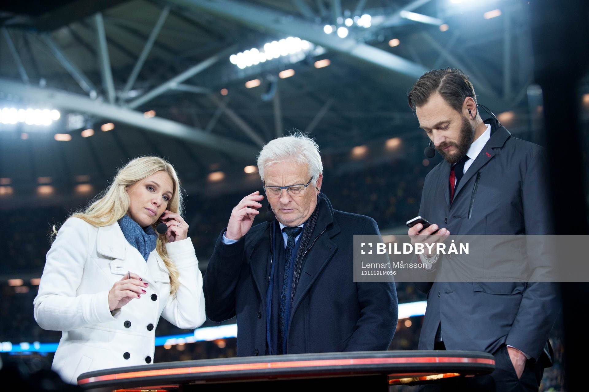 Anna Brolin, Hans Backe och Olof Lundh, TV4, i VM-kvalet