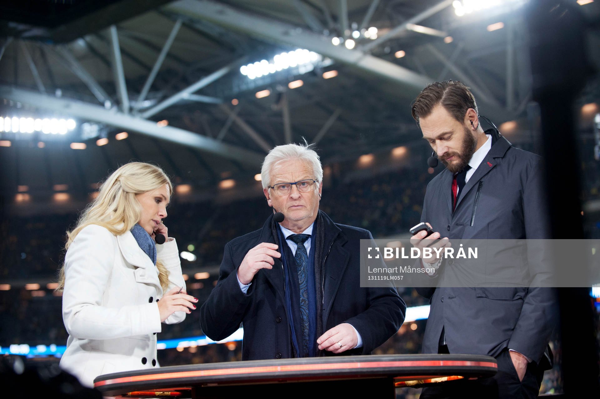 Anna Brolin, Hans Backe och Olof Lundh, TV4, i VM-kvalet