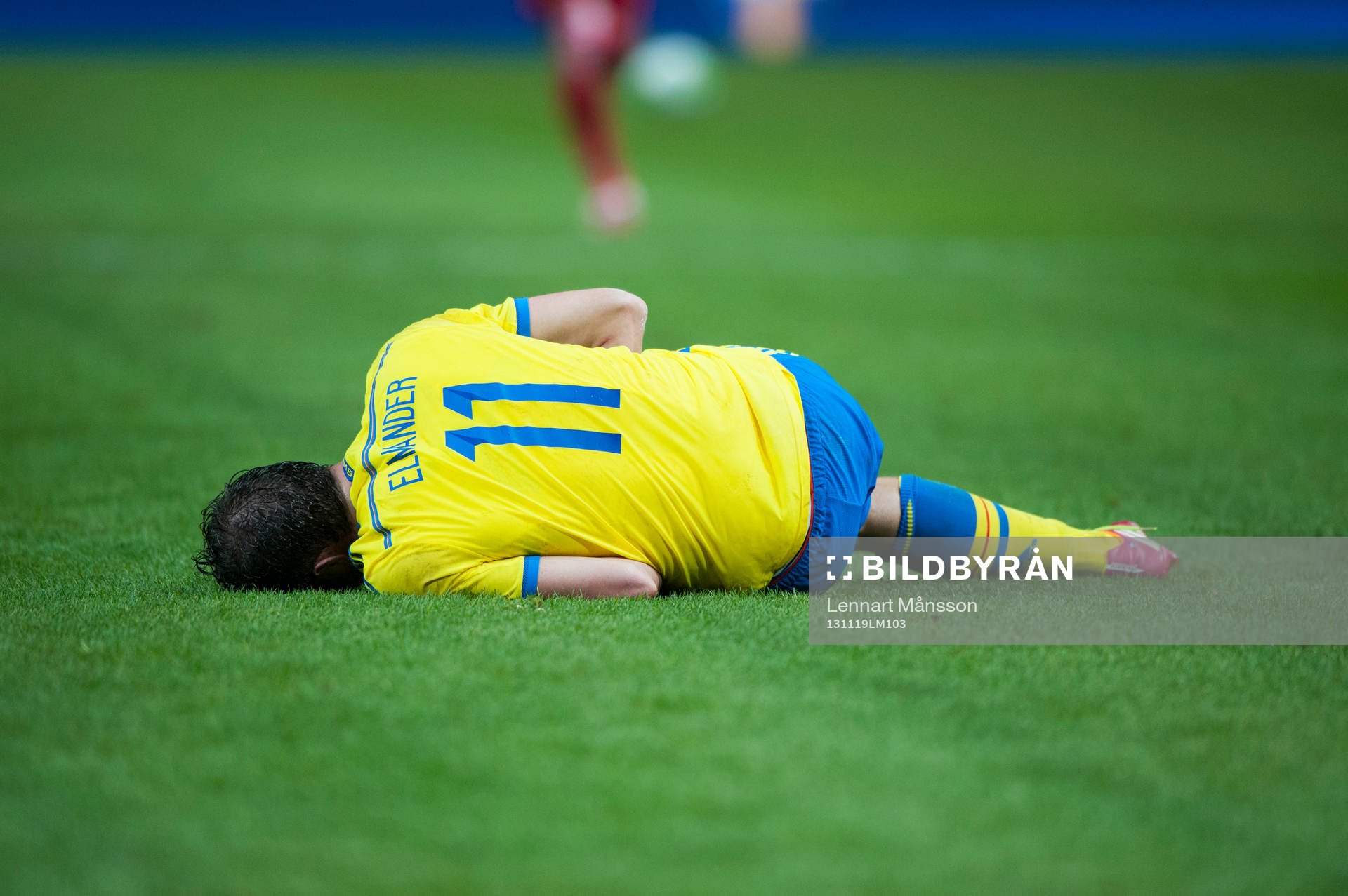 Sveriges Johan Elmander i VM-kvalet mellan Sverige och Portugal i Stockholm 19 november 2013.