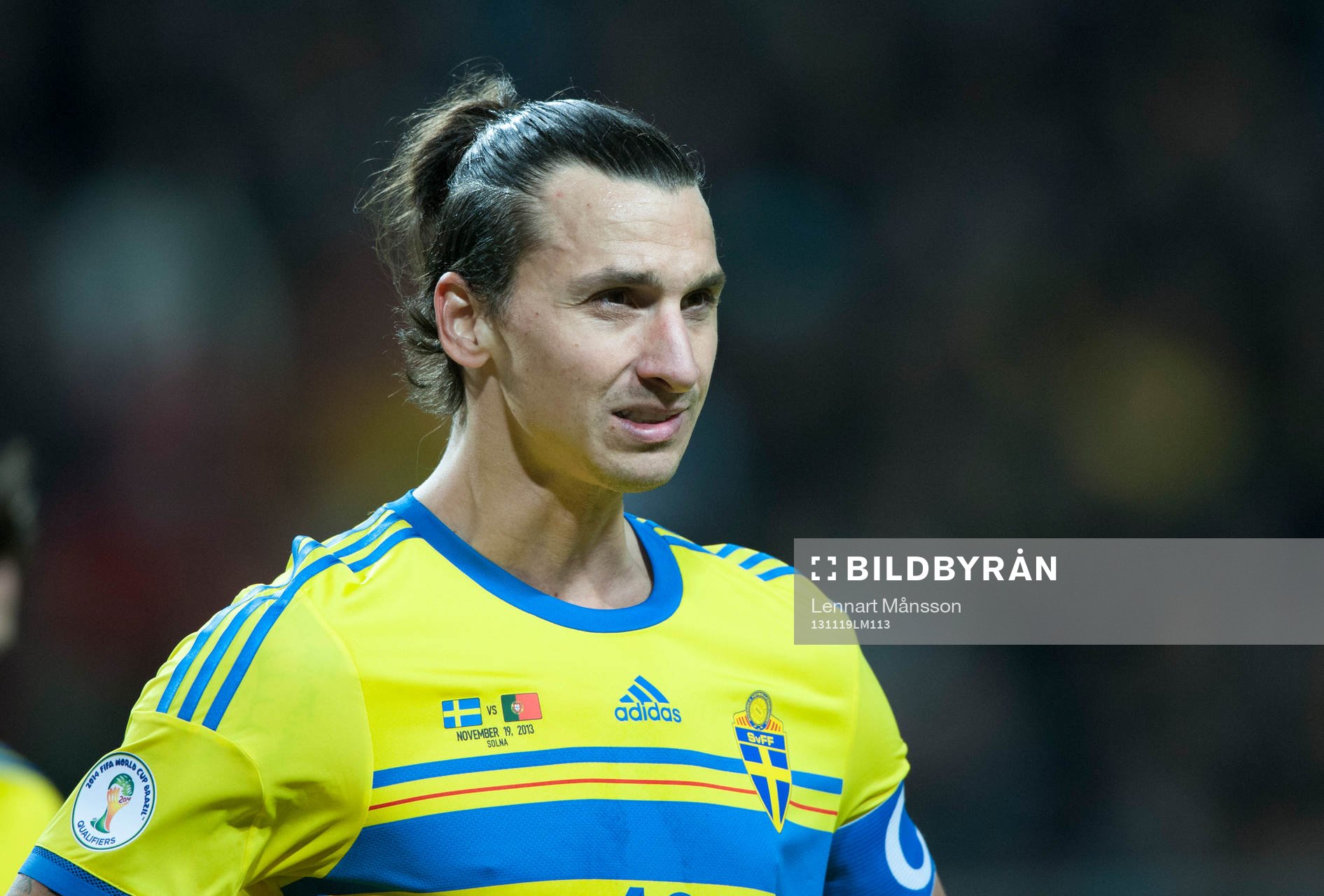 Sveriges Zlatan Ibrahimovic i VM-kvalet mellan Sverige och