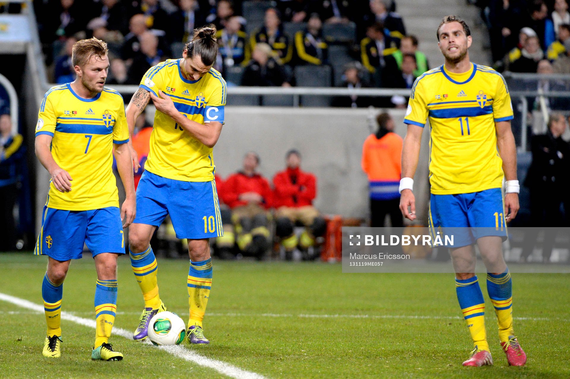 Sveriges Sebastian Larsson, Zlatan Ibrahimovic och Johan
