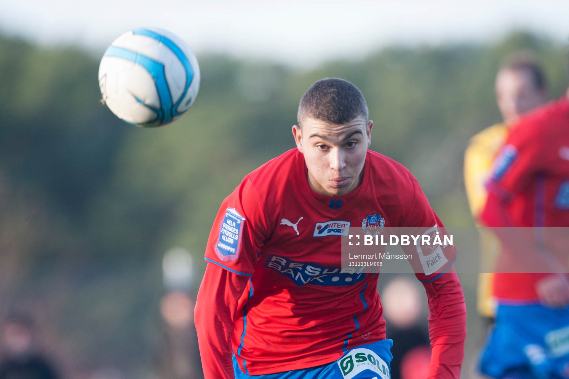 Helsingborgs Jordan Larsson i en träningsmatch mellan