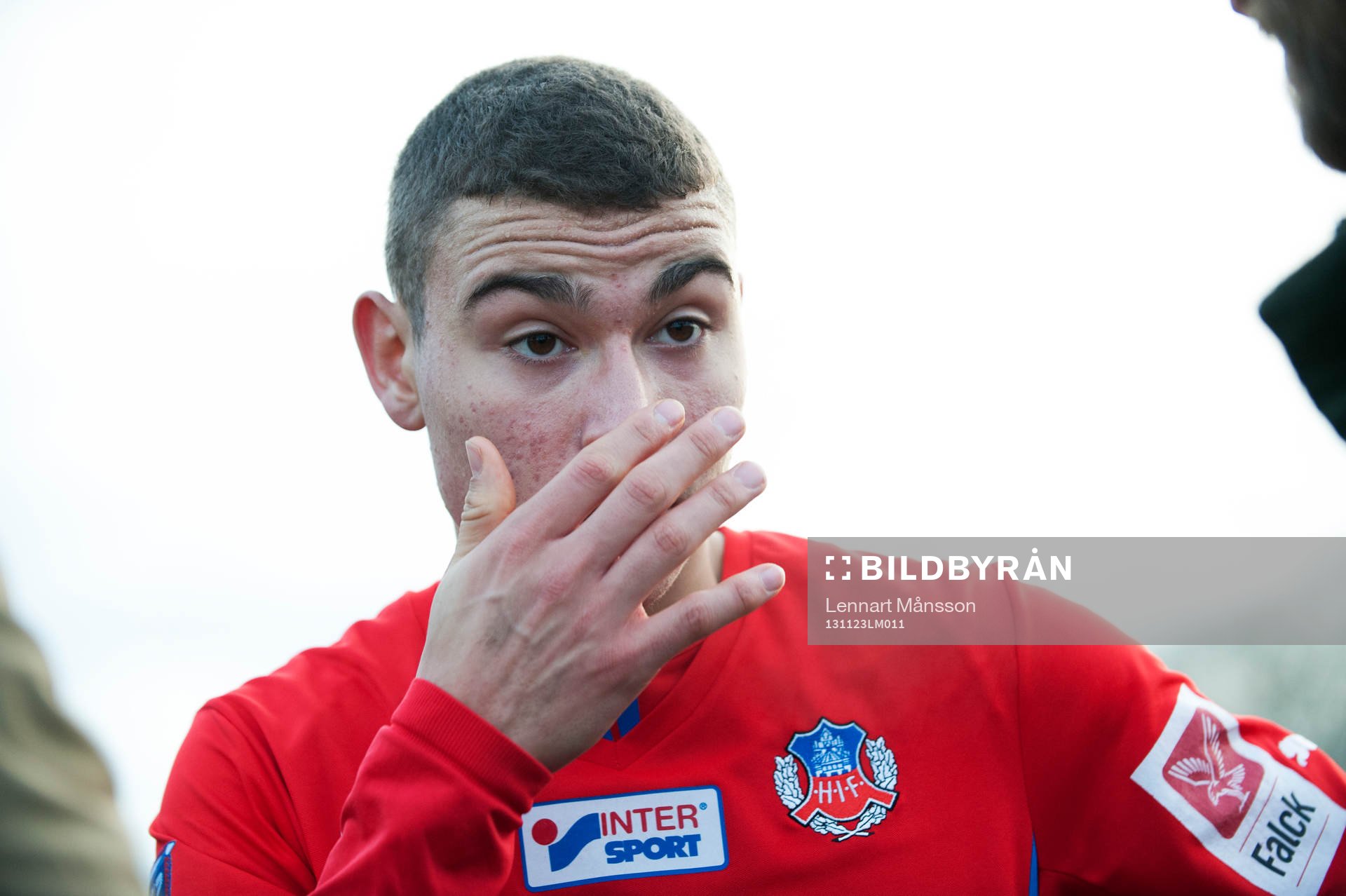 Helsingborgs Jordan Larsson i en träningsmatch mellan