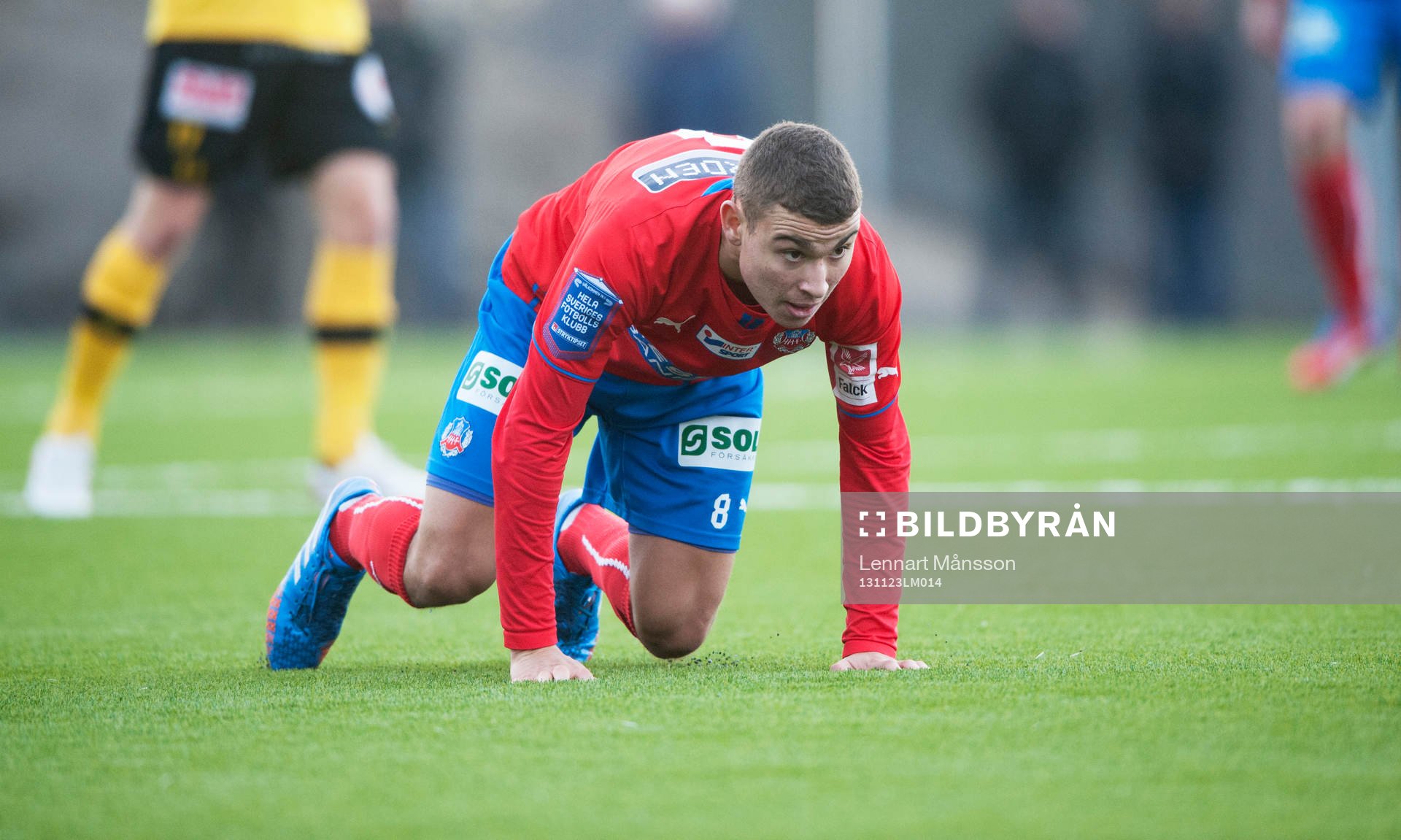 Helsingborgs Jordan Larsson i en träningsmatch mellan