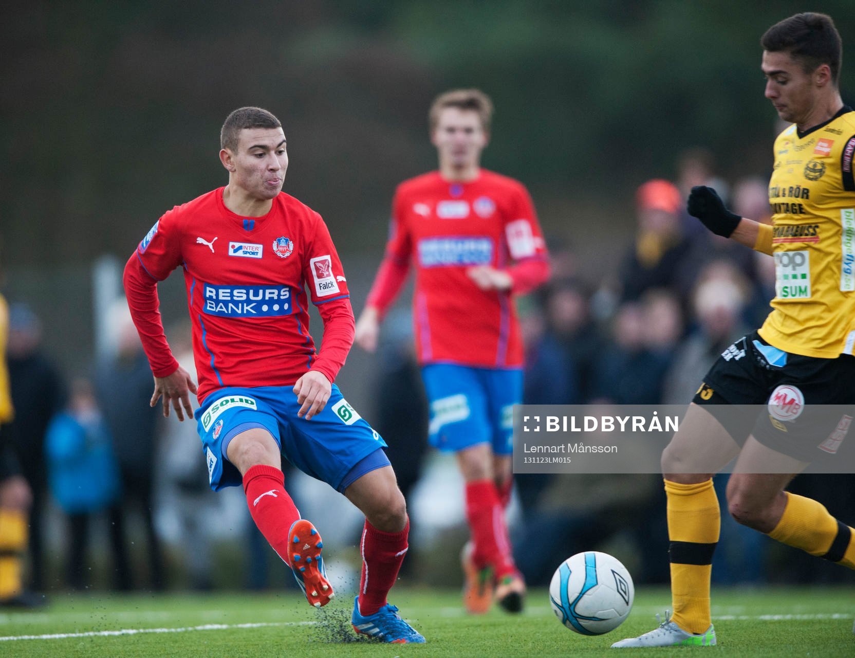 Helsingborgs Jordan Larsson i en träningsmatch mellan