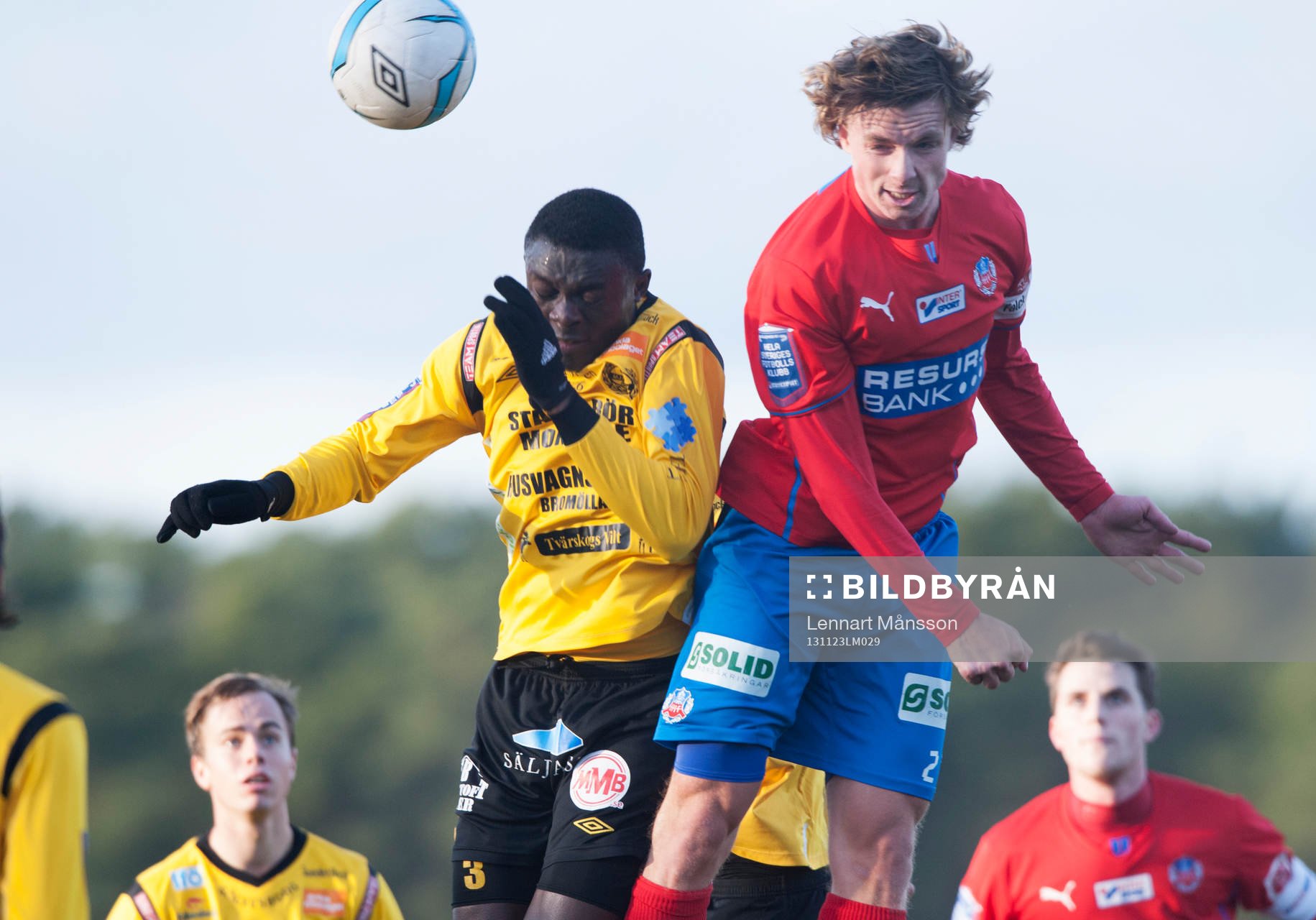   Mjällbys Gbenga Arokoyo i en träningsmatch mellan Mjällby och Helsingborg i Hällevik 23 november 2013.