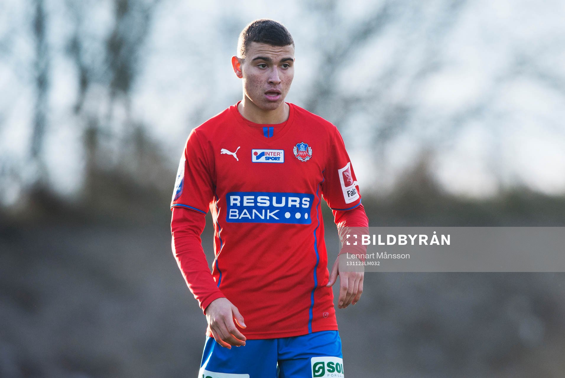 Helsingborgs Jordan Larsson  i en träningsmatch mellan