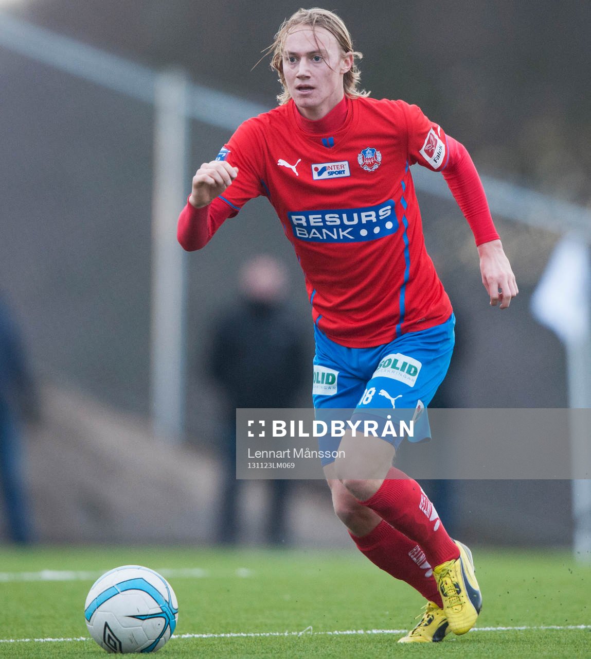 Helsingborgs Måns Ekvall i en träningsmatch mellan