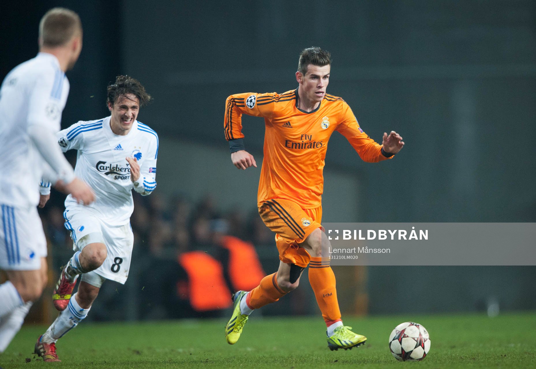  Real Madrids Gareth Bale  i matchen i Champions League mellan FC Köpenhamn och Real Madrid 10 december 2013.