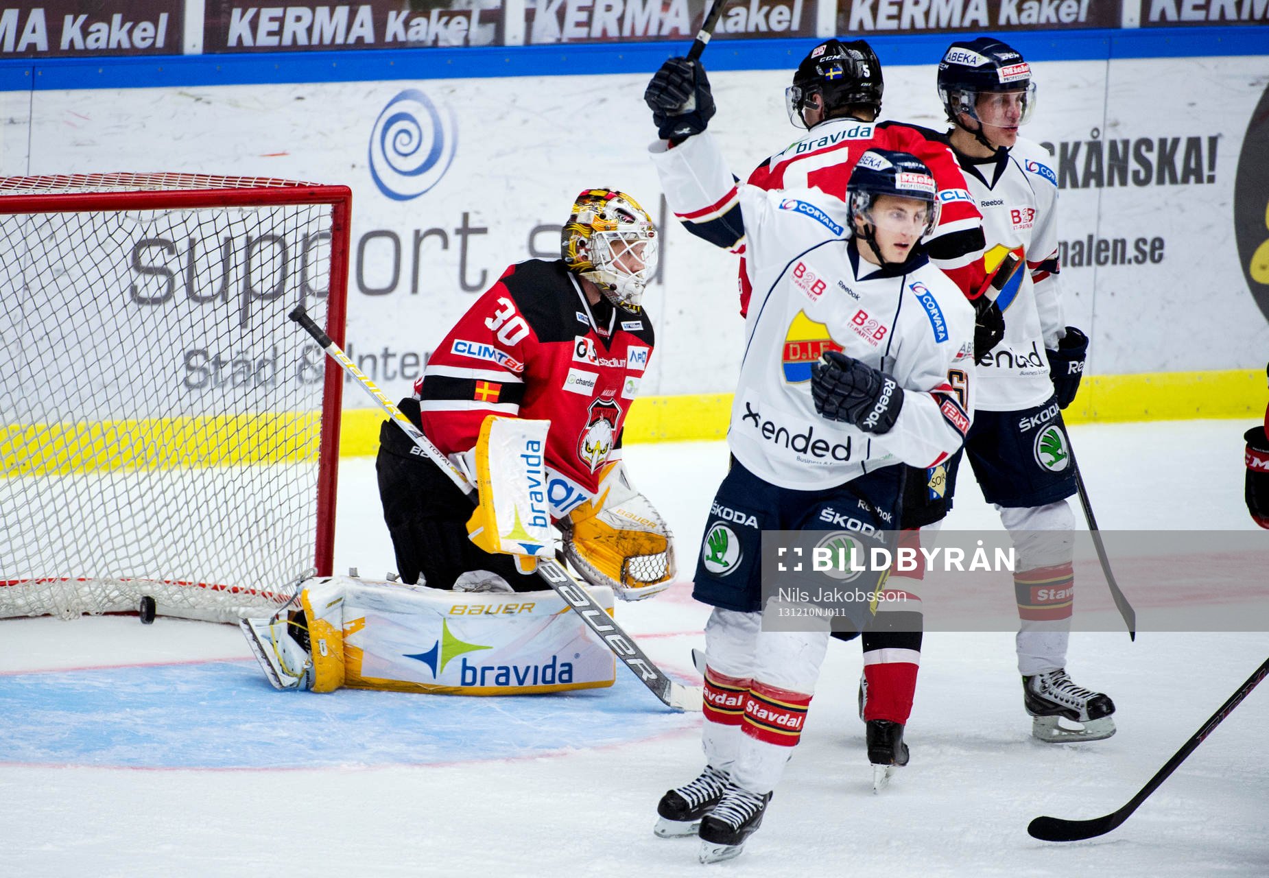 Malmö Redhawks målvakt Robin Rahm deppade fter att