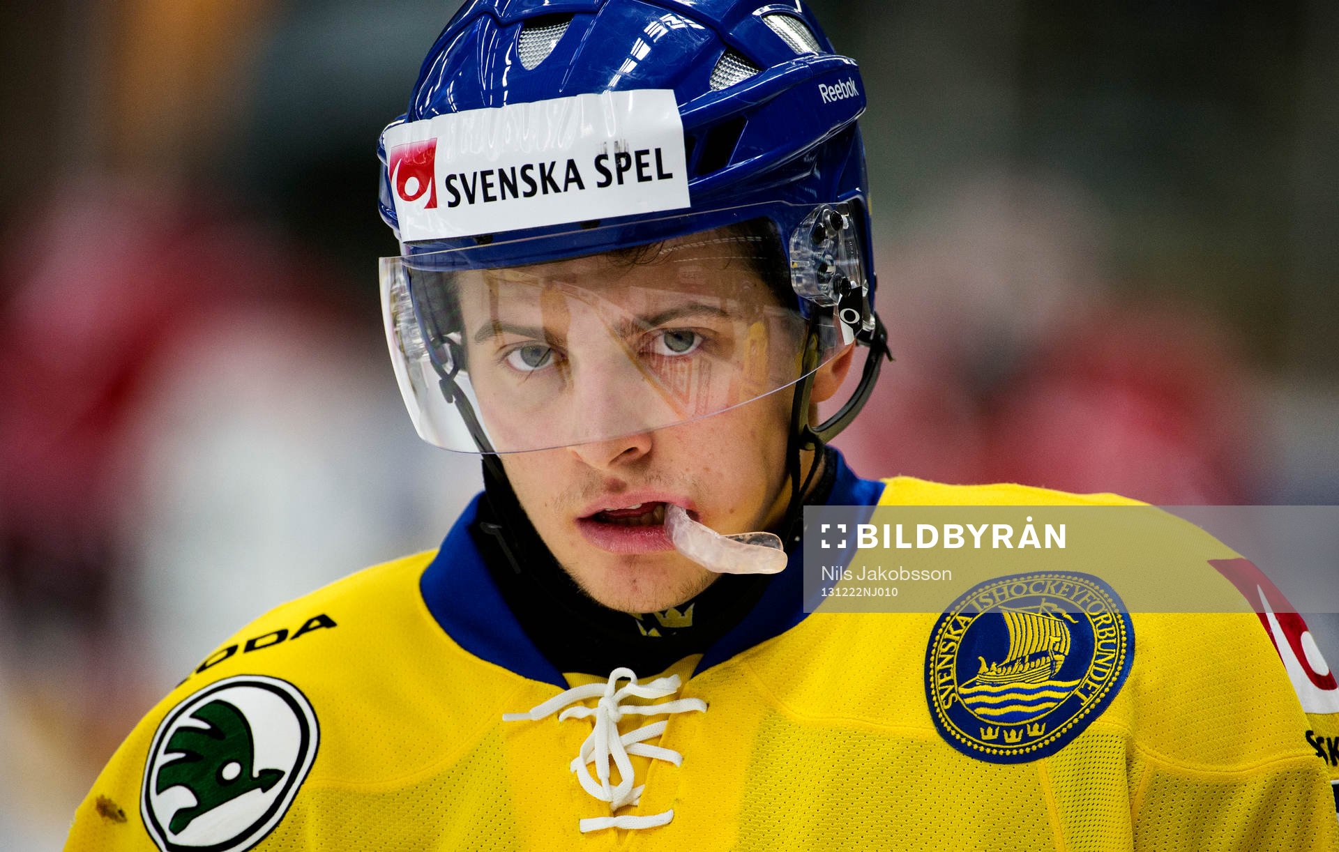 Sveriges Lukas Bengtsson innan träningsmatchen