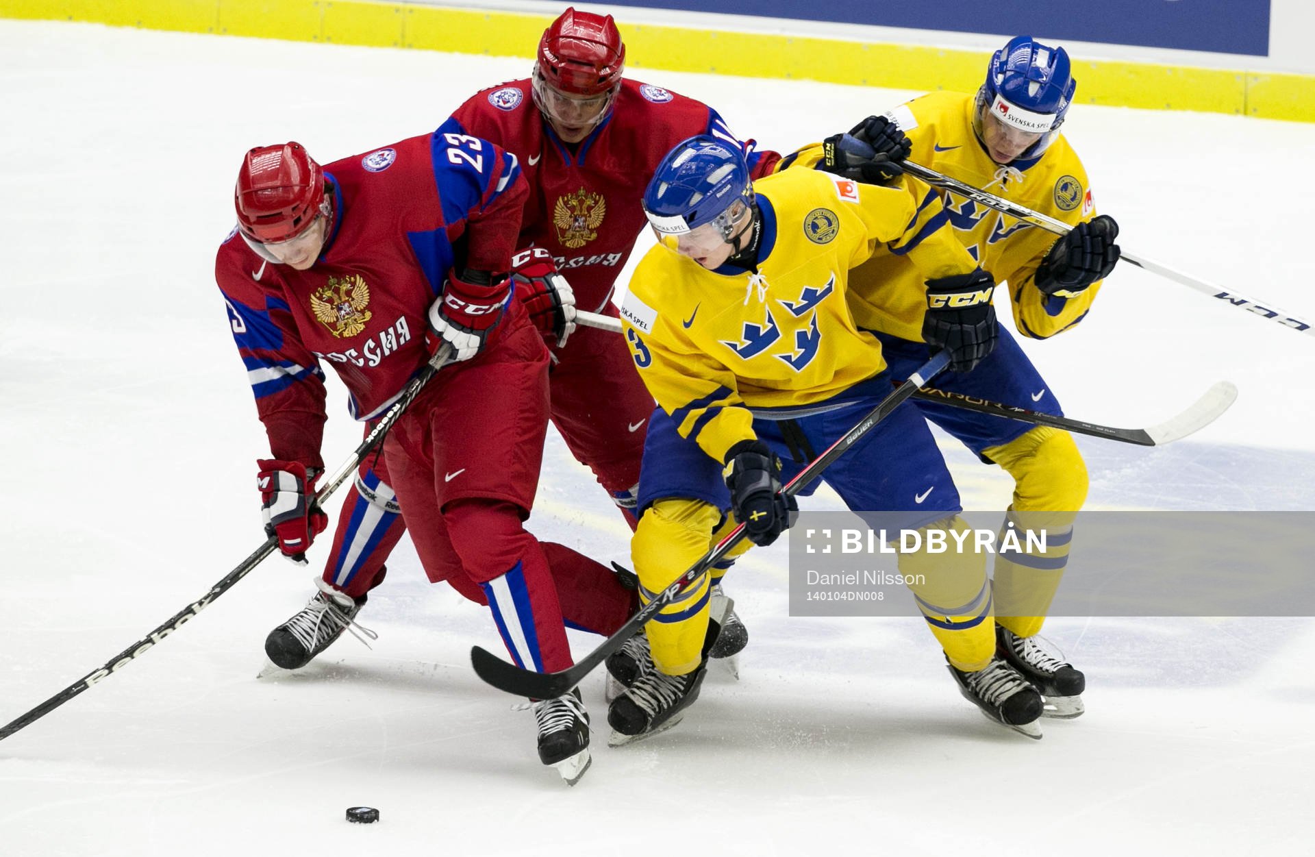 Sveriges Nick Sörensen och André Burakovsky och Rysslands